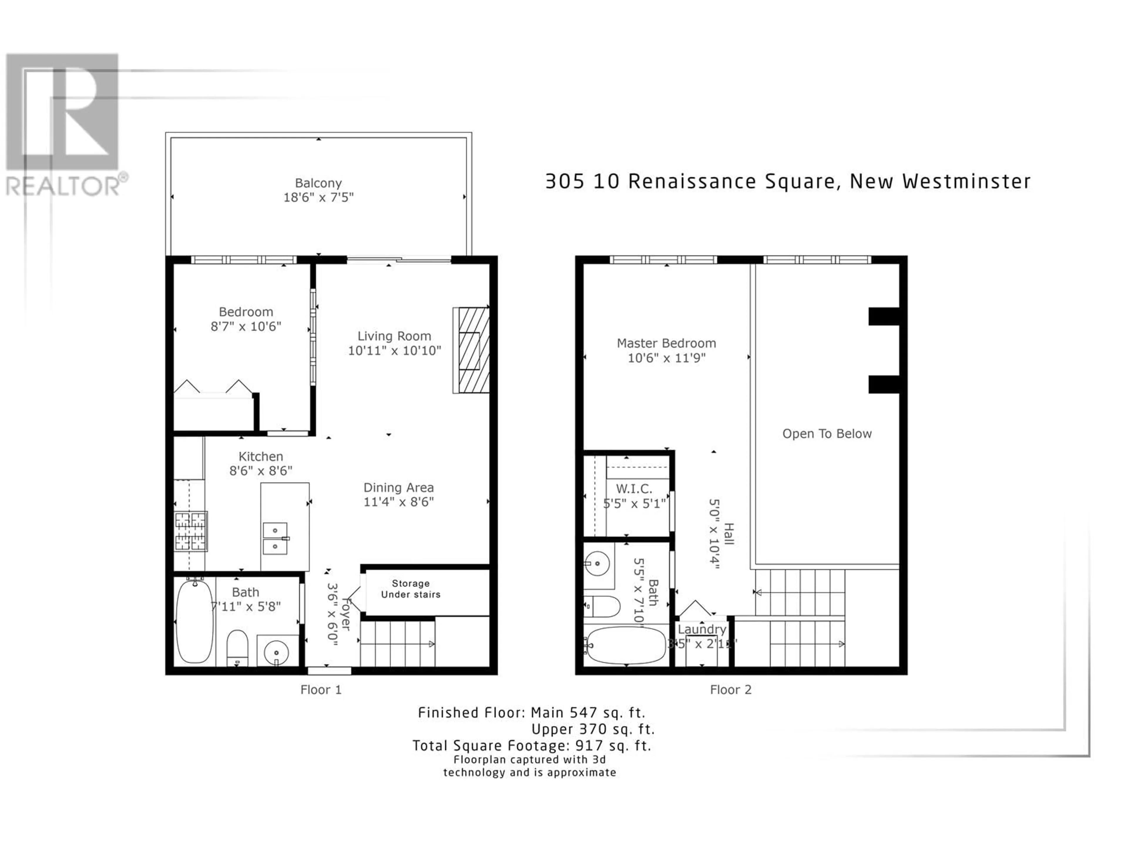 Floor plan for 305 - 10 RENAISSANCE SQUARE, New Westminster British Columbia V3M1B1