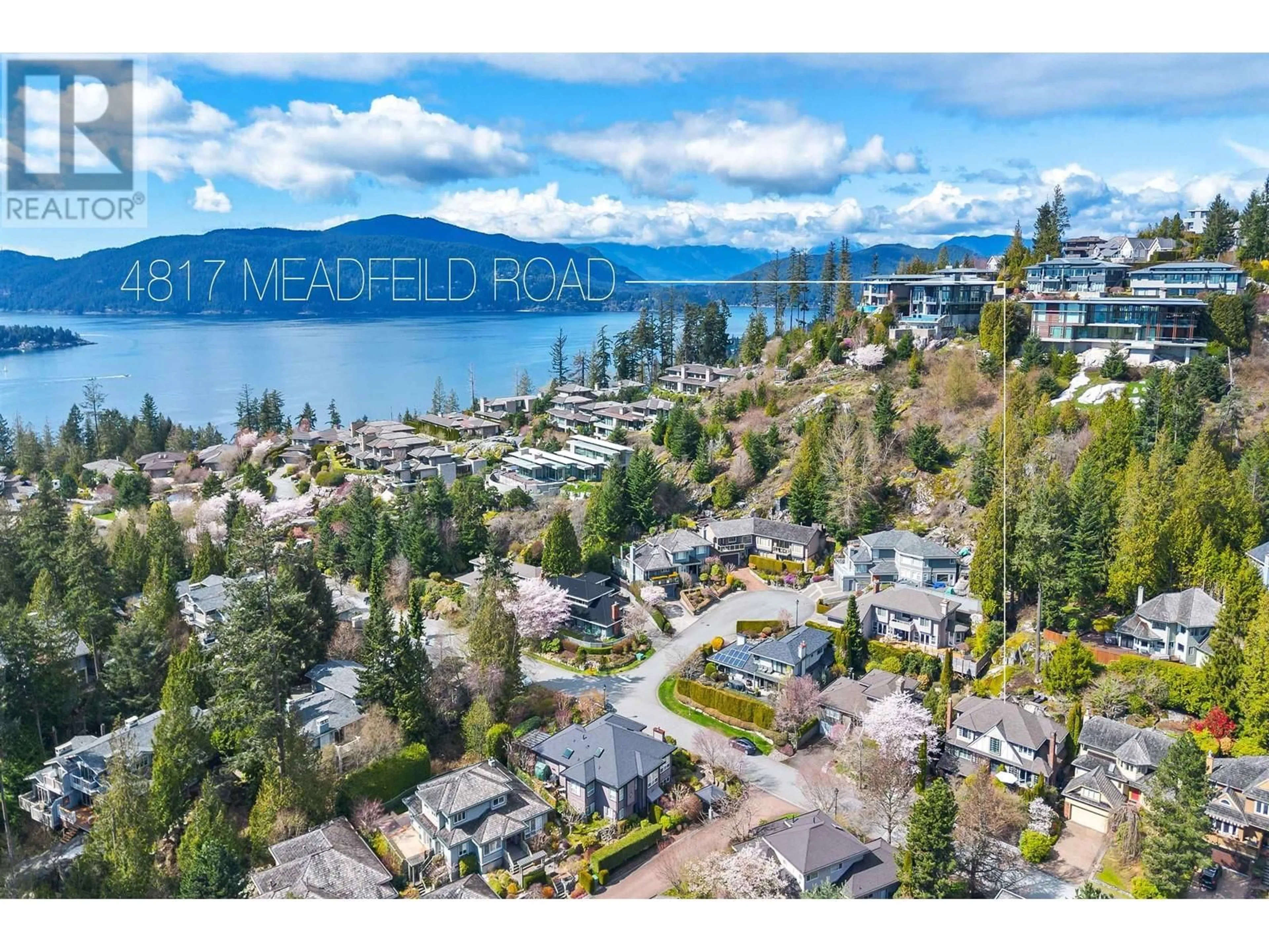 A pic from outside/outdoor area/front of a property/back of a property/a pic from drone, water/lake/river/ocean view for 4817 MEADFEILD ROAD, West Vancouver British Columbia V7W3E6