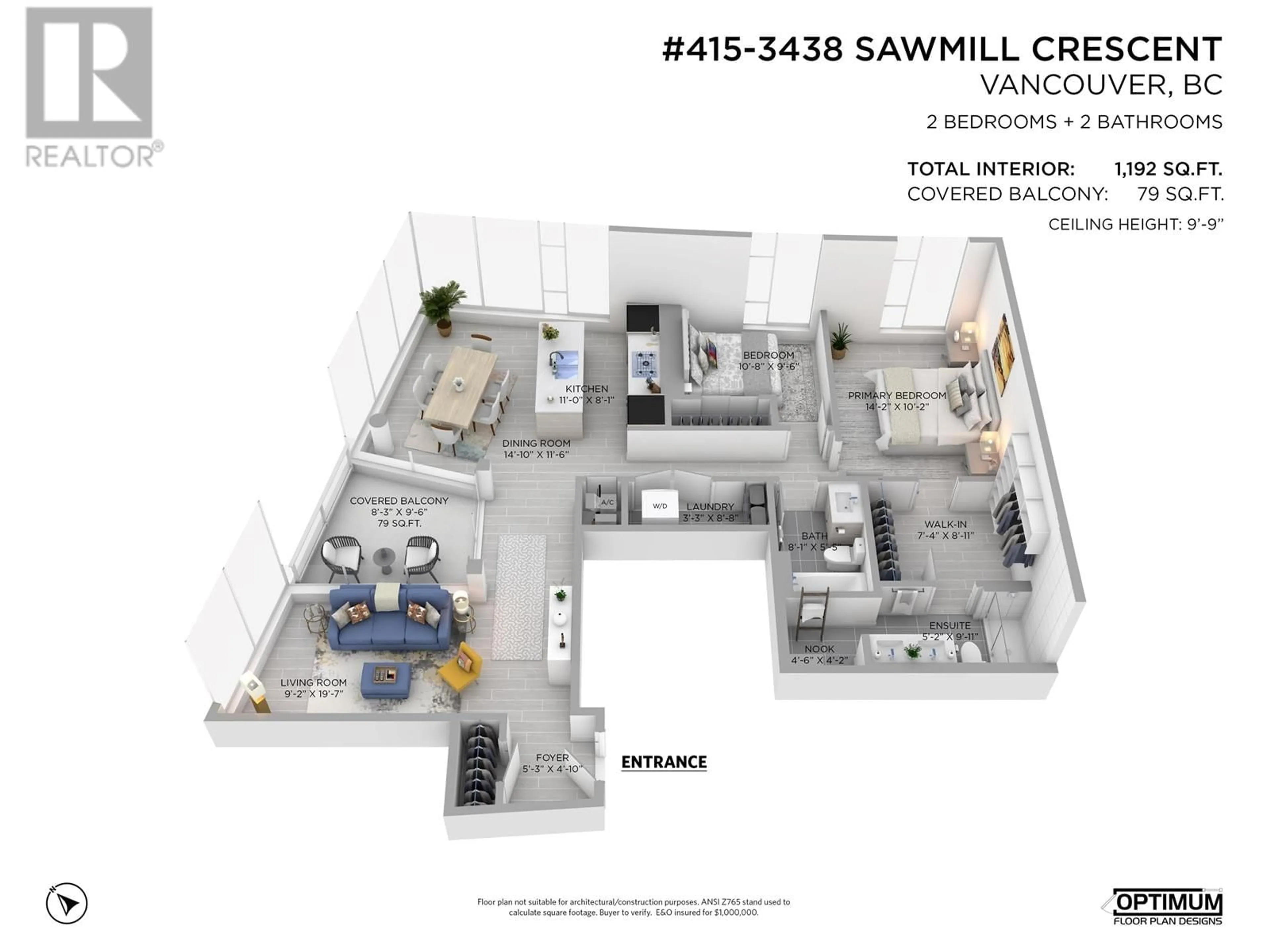 Floor plan for 415 3438 SAWMILL CRESCENT, Vancouver British Columbia V5S0E3