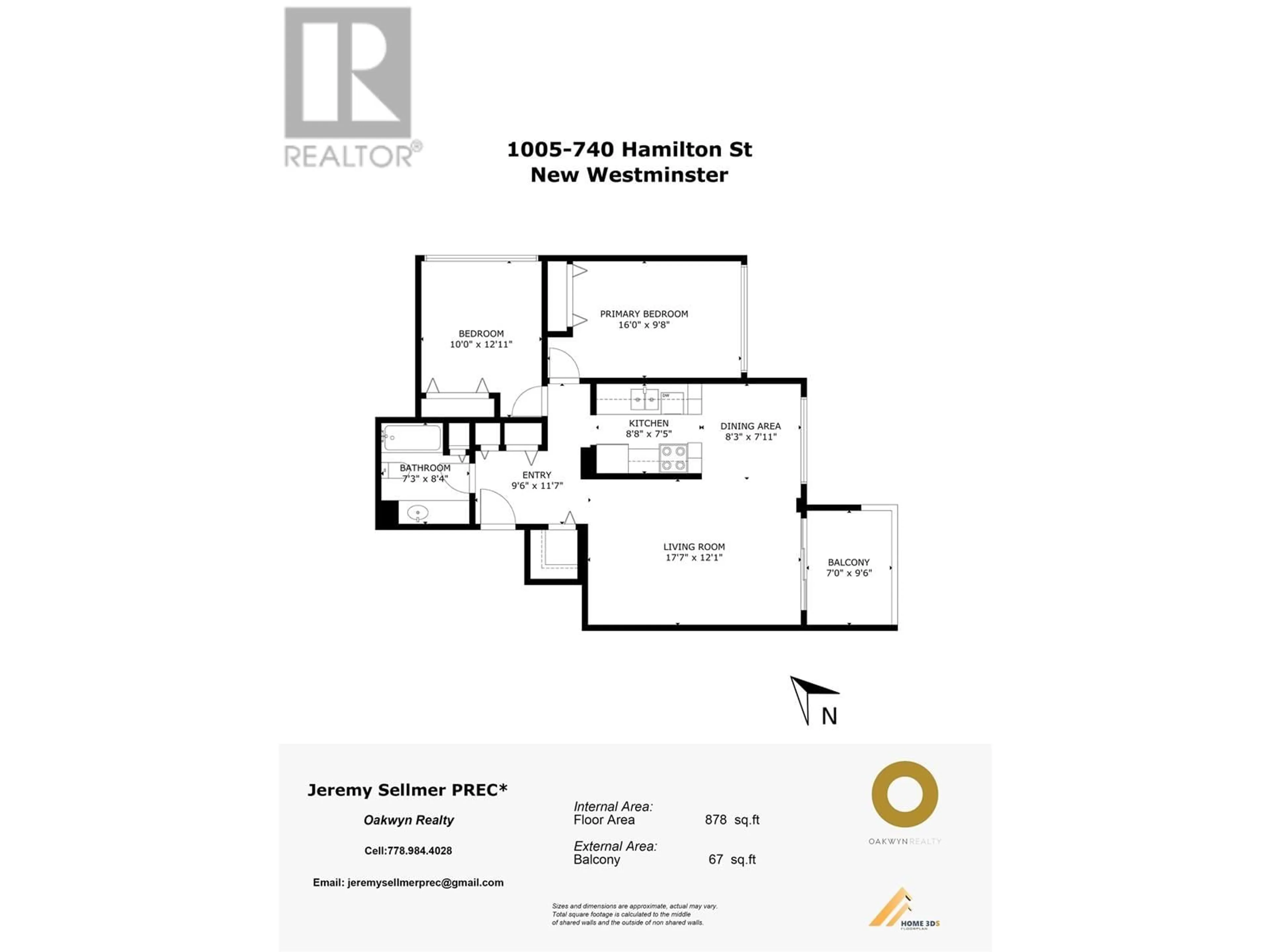 Floor plan for 1005 740 HAMILTON STREET, New Westminster British Columbia V3M5T7