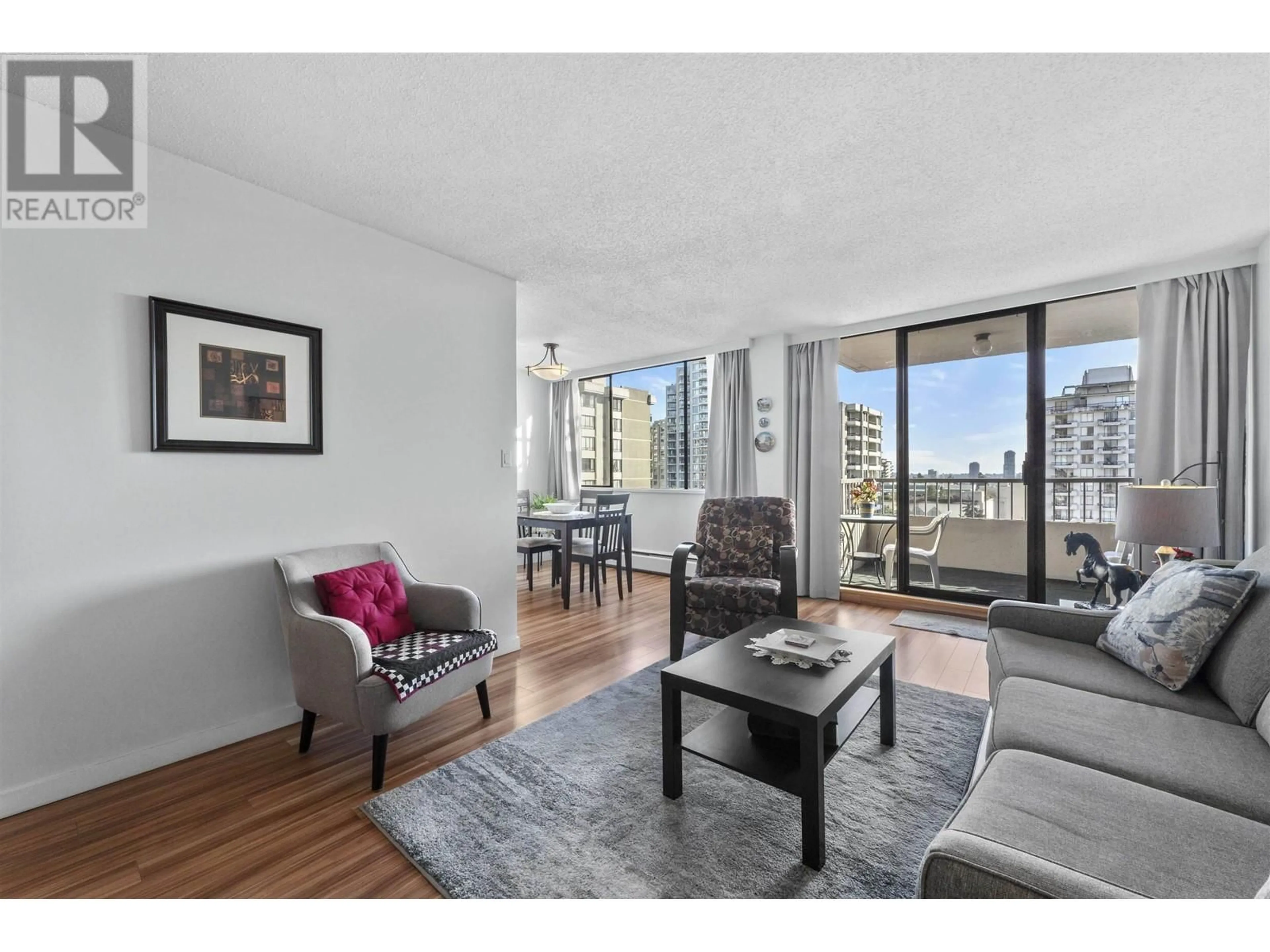 Living room with furniture, wood/laminate floor for 1005 740 HAMILTON STREET, New Westminster British Columbia V3M5T7