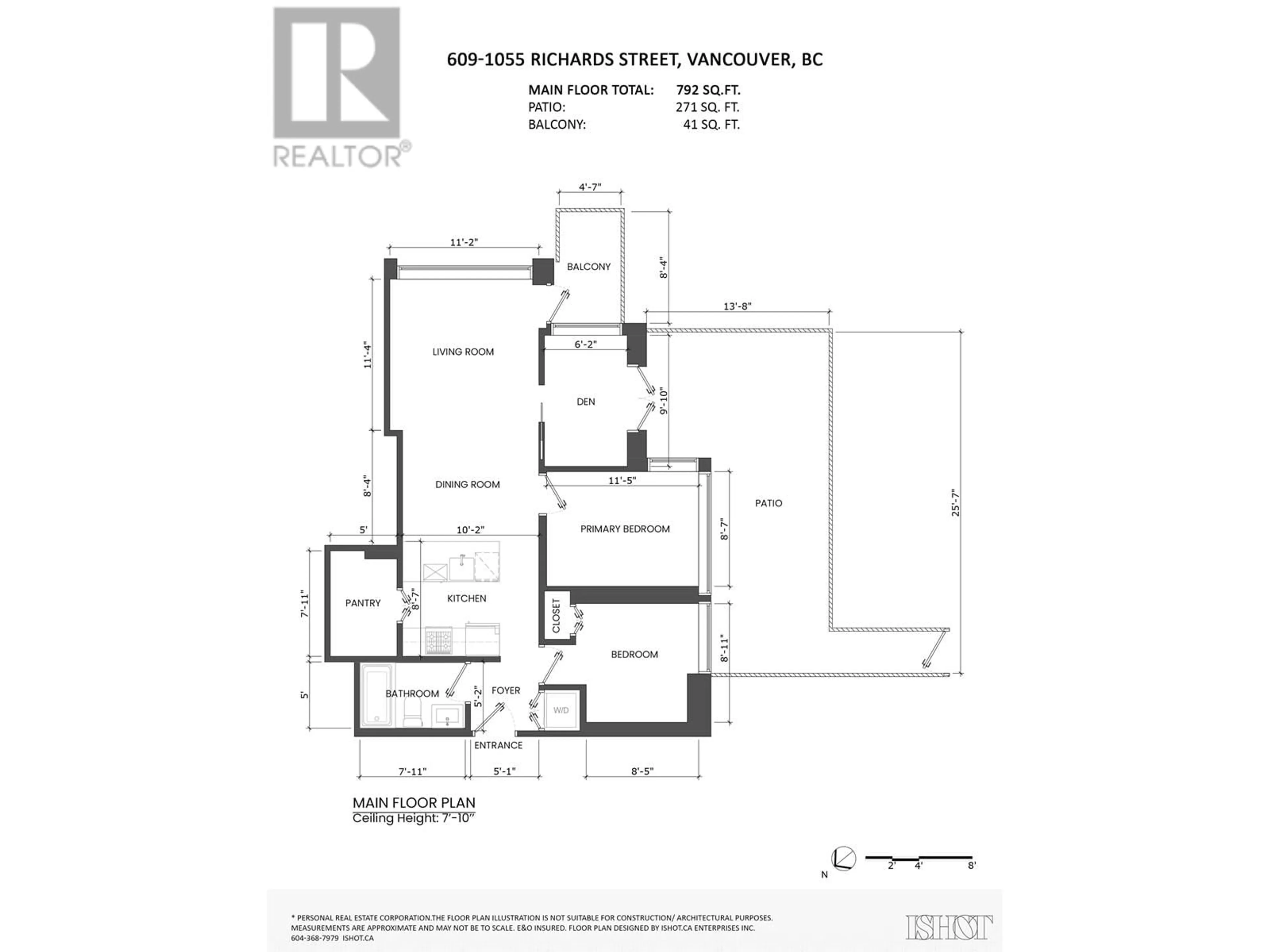 Floor plan for 609 - 1055 RICHARDS STREET, Vancouver British Columbia V6B0C2