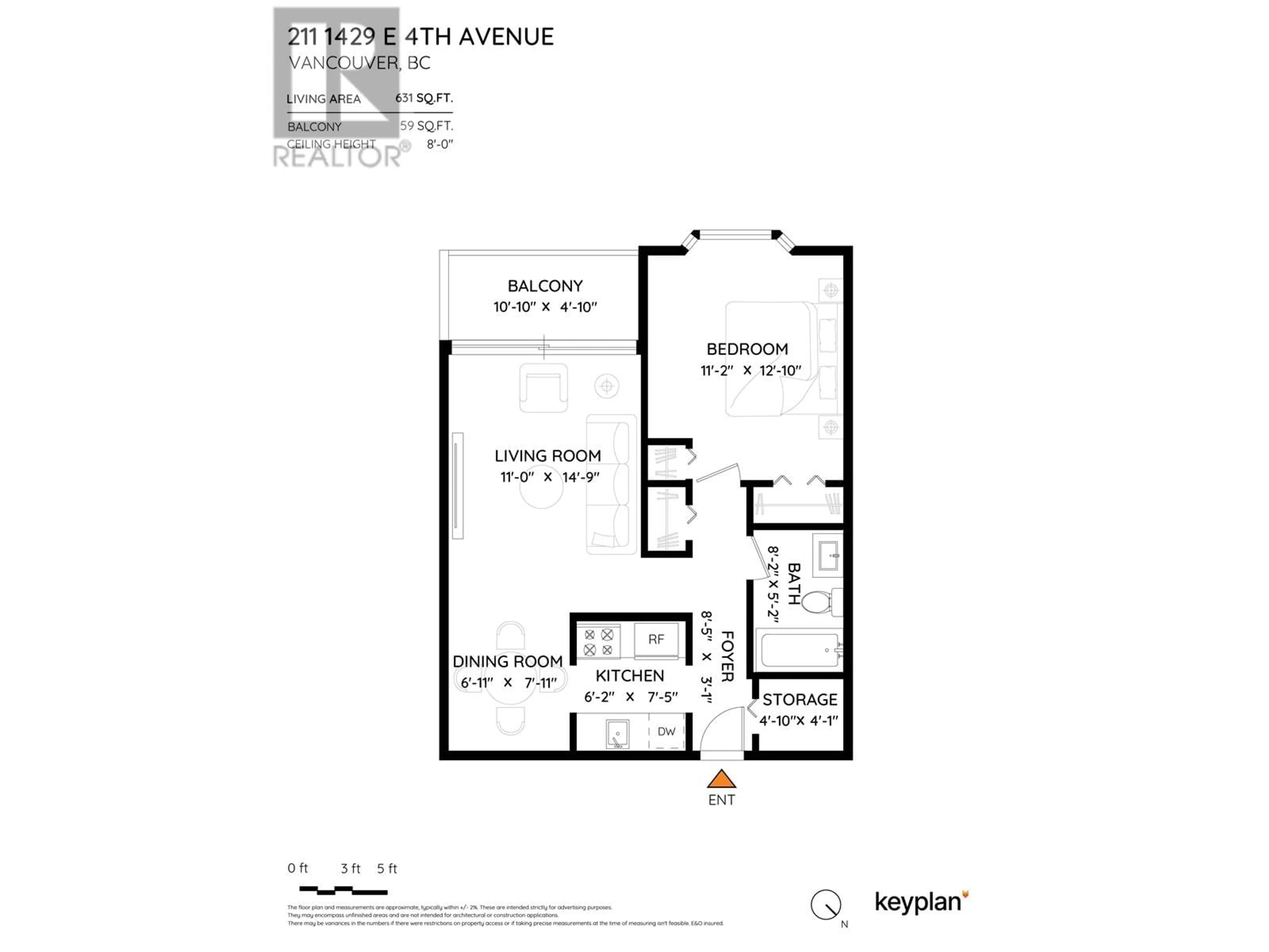 Floor plan for 211 1429 E 4TH AVENUE, Vancouver British Columbia V5N1J6