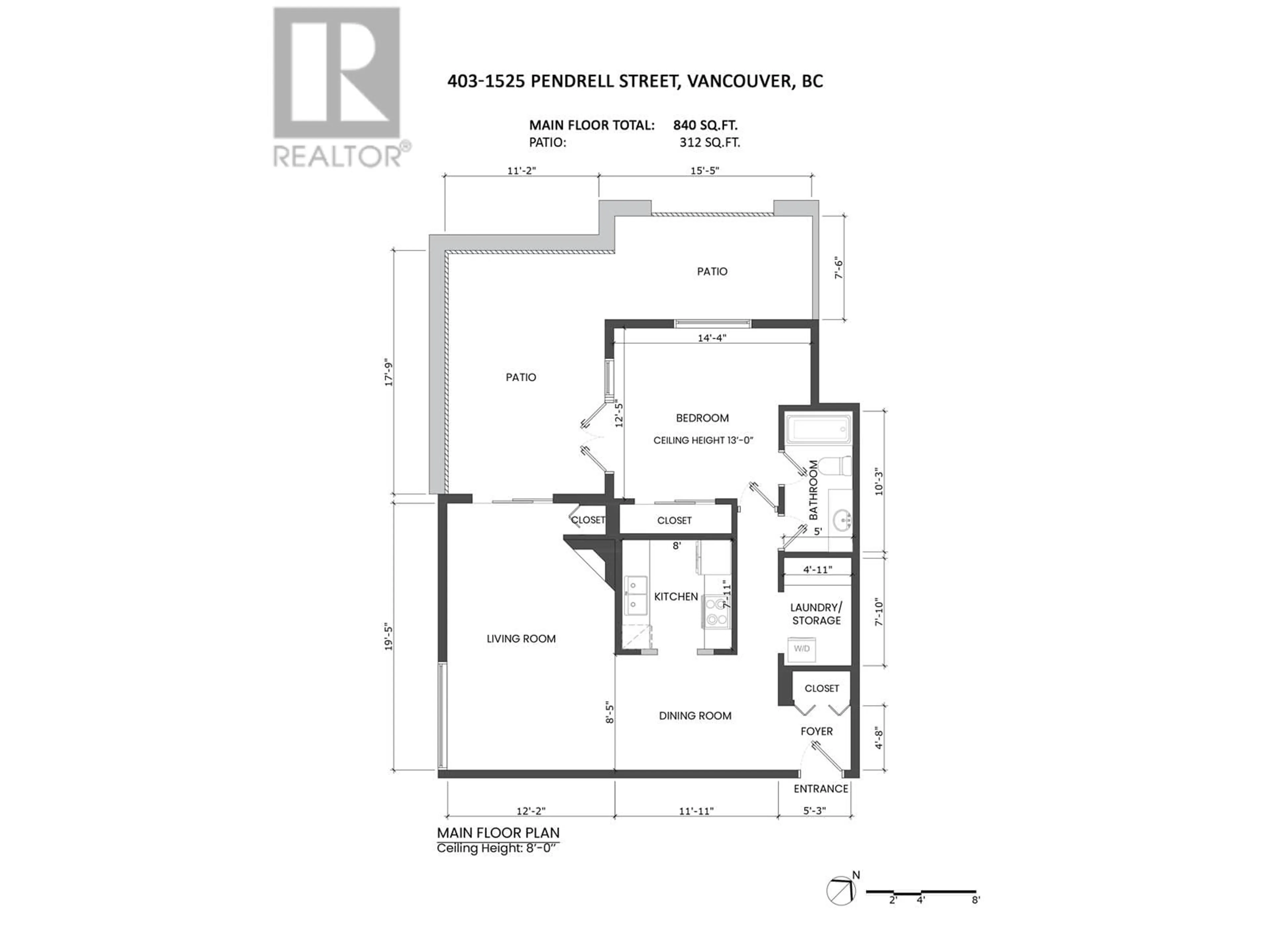 Floor plan for 403 1525 PENDRELL STREET, Vancouver British Columbia V6G1S6