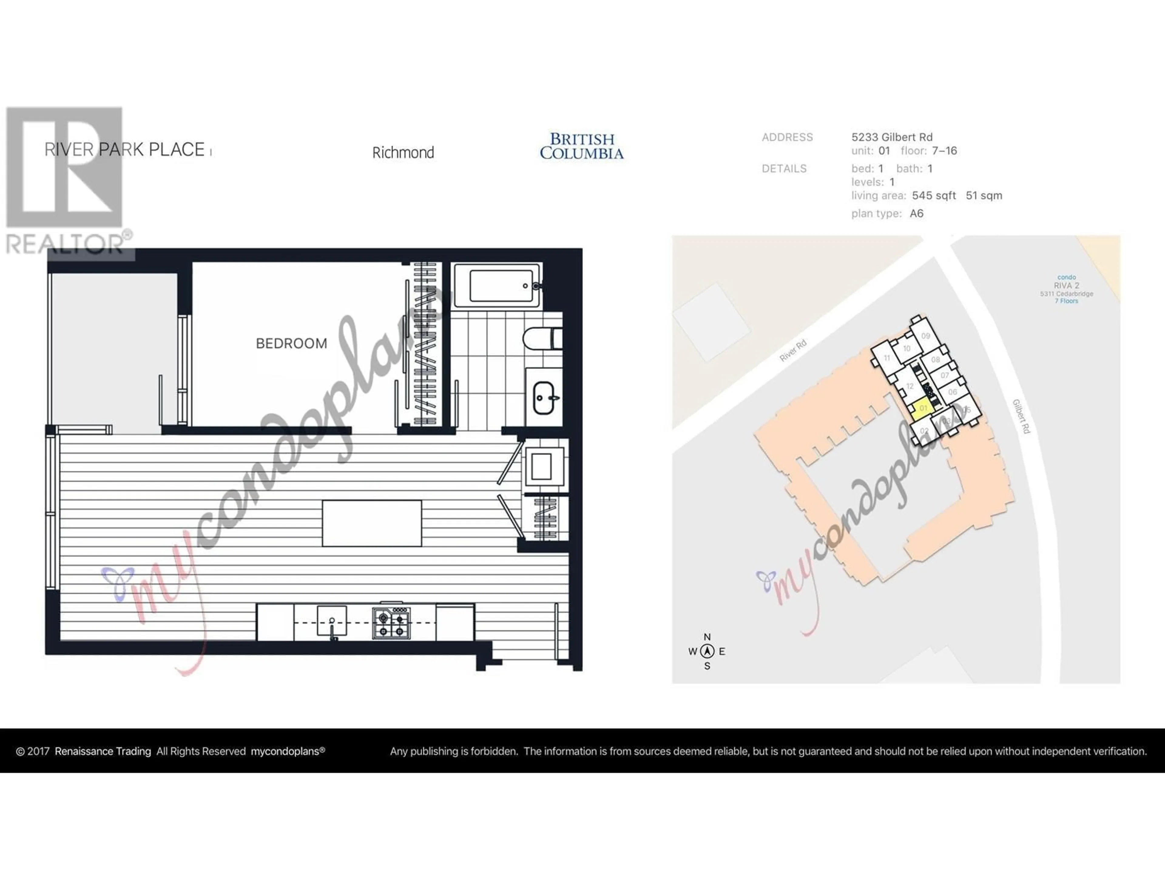 Floor plan for 701 - 5233 GILBERT ROAD, Richmond British Columbia V7C0B3