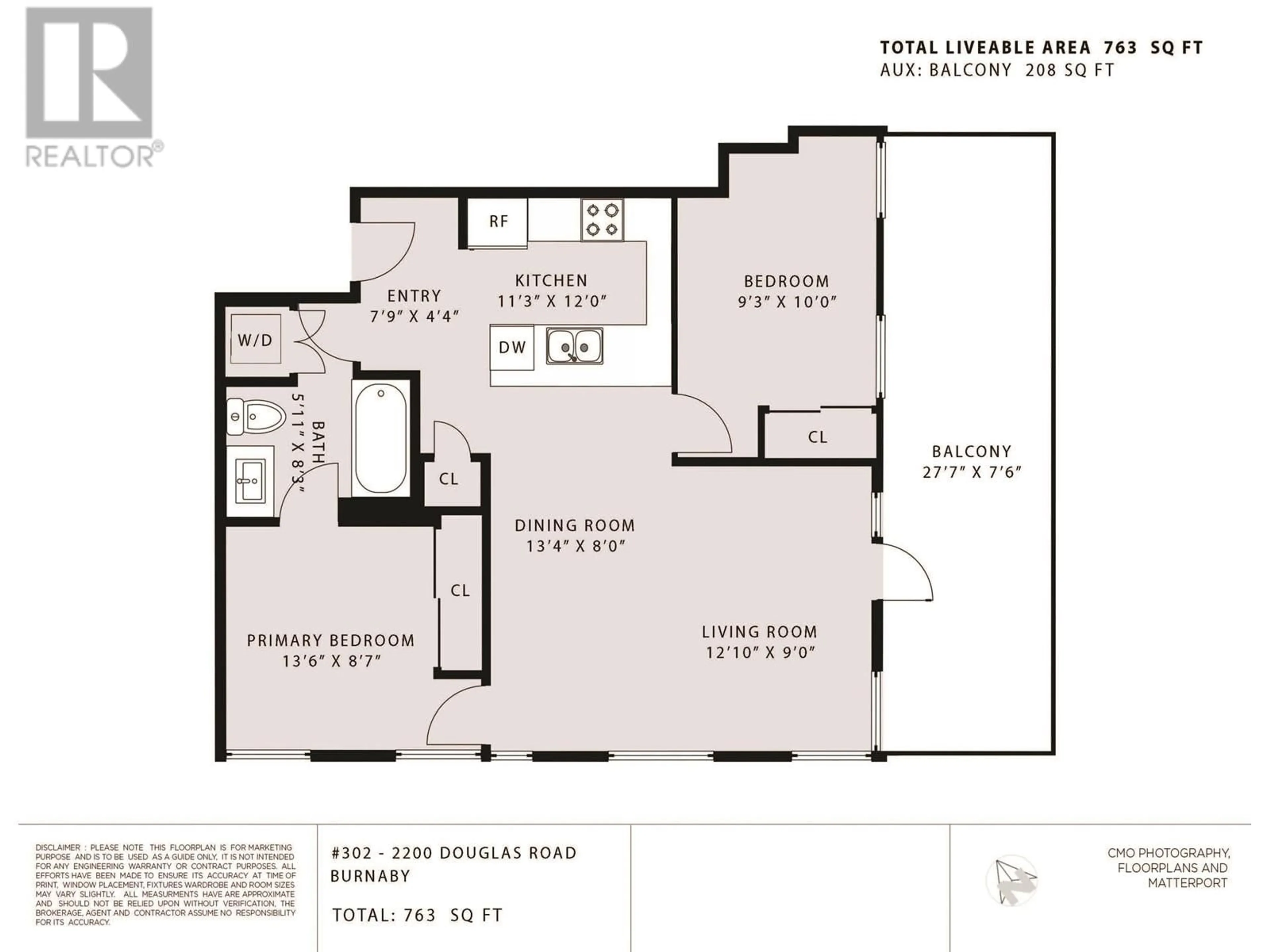 Floor plan for 302 2200 DOUGLAS ROAD, Burnaby British Columbia V5C0G8