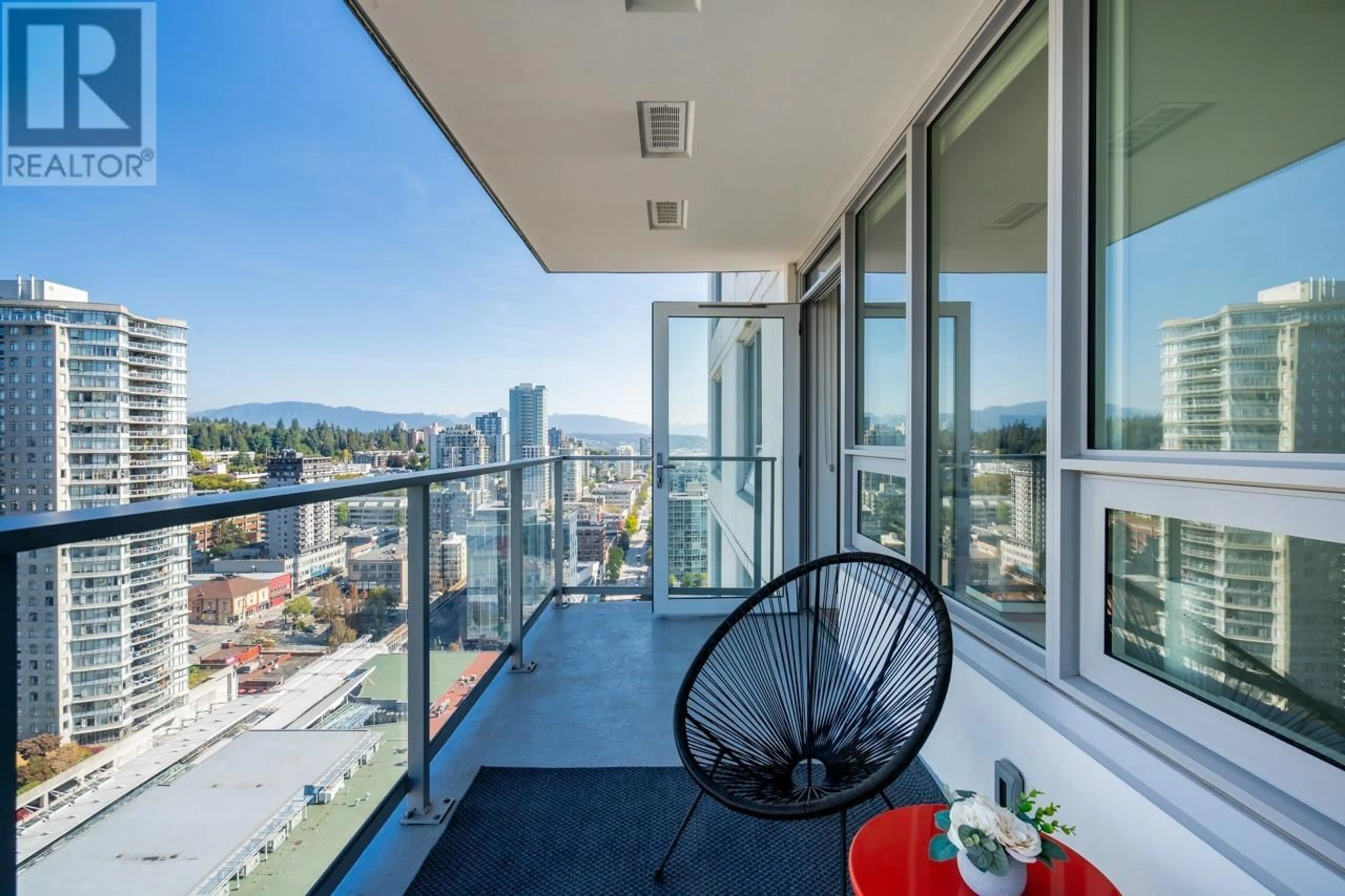 Balcony in the apartment, city buildings view from balcony for 2810 - 908 QUAYSIDE DRIVE, New Westminster British Columbia V3M0L4