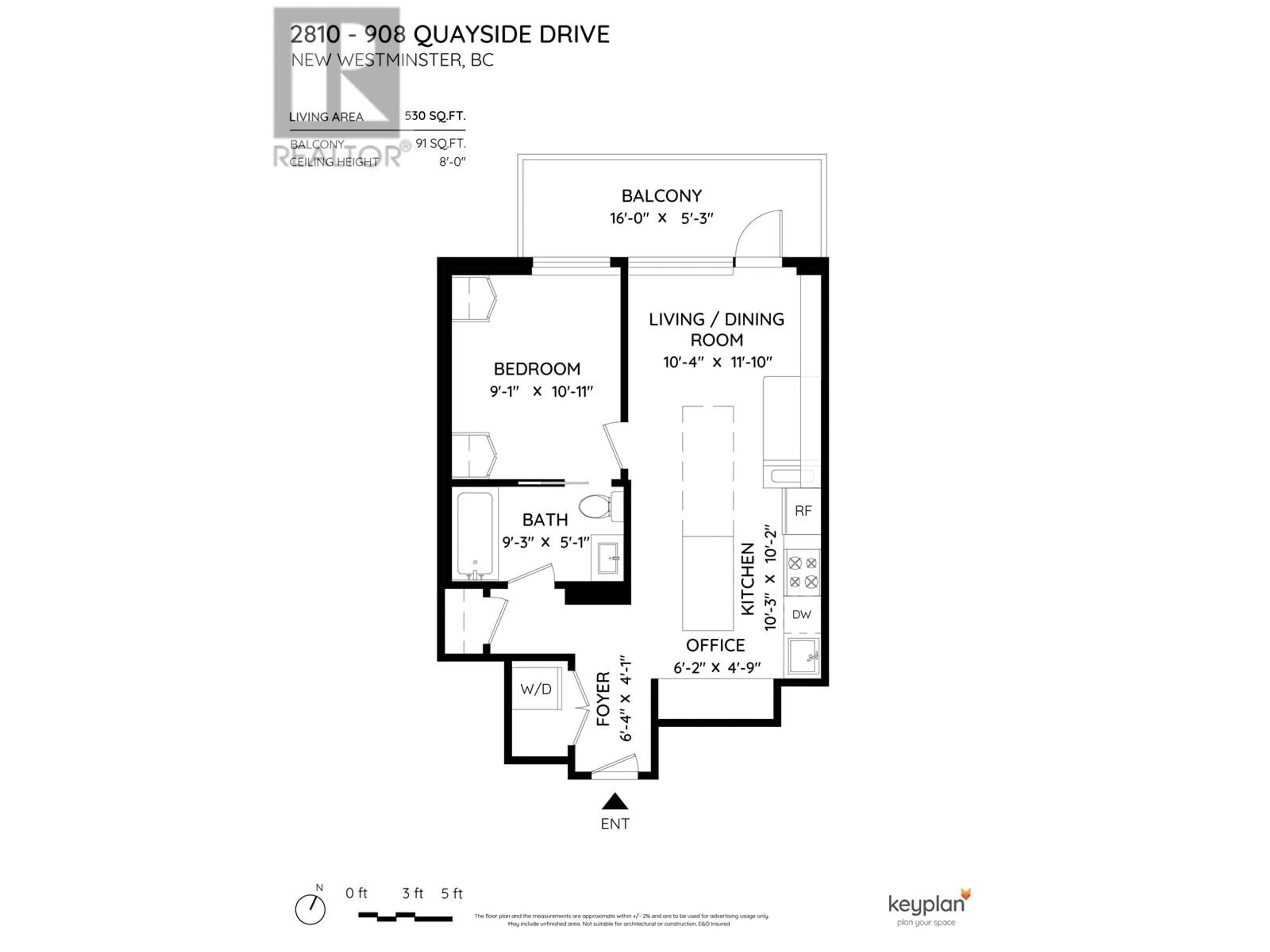 Floor plan for 2810 - 908 QUAYSIDE DRIVE, New Westminster British Columbia V3M0L4