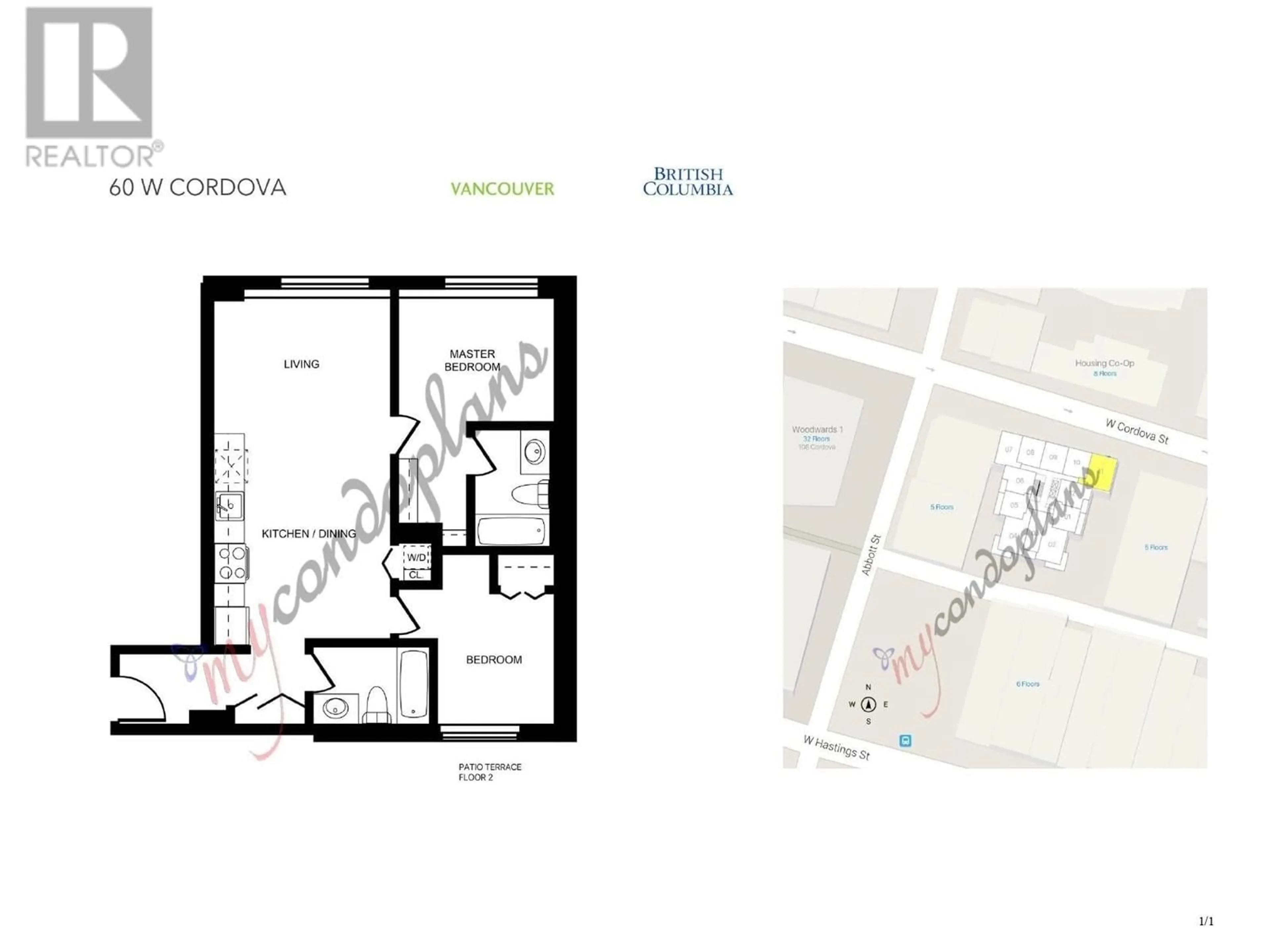 Floor plan for 1011 66 W CORDOVA STREET, Vancouver British Columbia V6B0L2