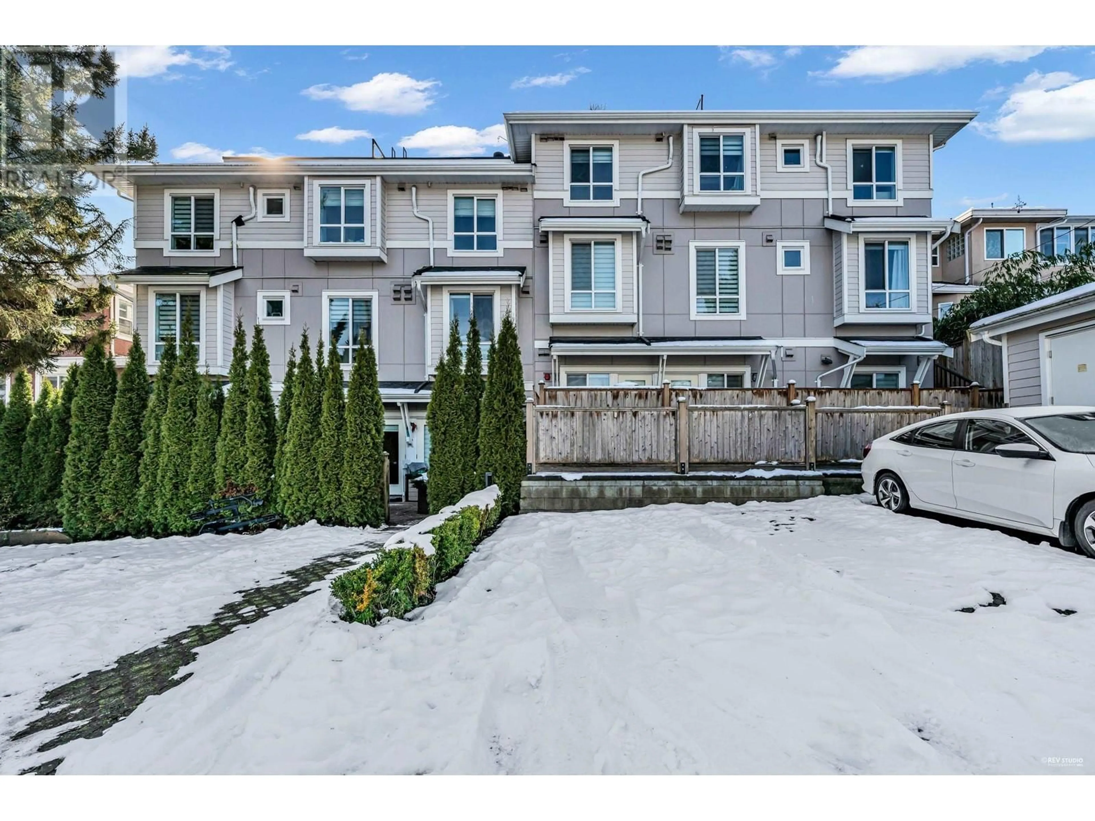 A pic from outside/outdoor area/front of a property/back of a property/a pic from drone, street for 6 - 2717 HORLEY STREET, Vancouver British Columbia V5R4R7