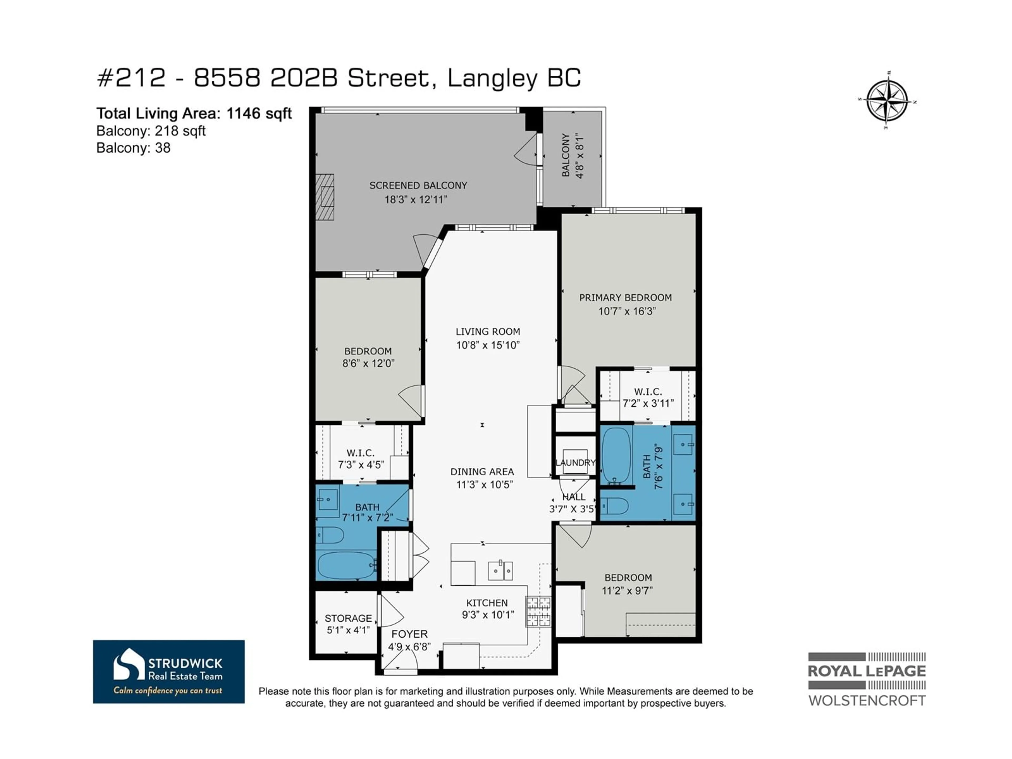 Floor plan for 212 8558 202B STREET, Langley British Columbia V2Y3L4