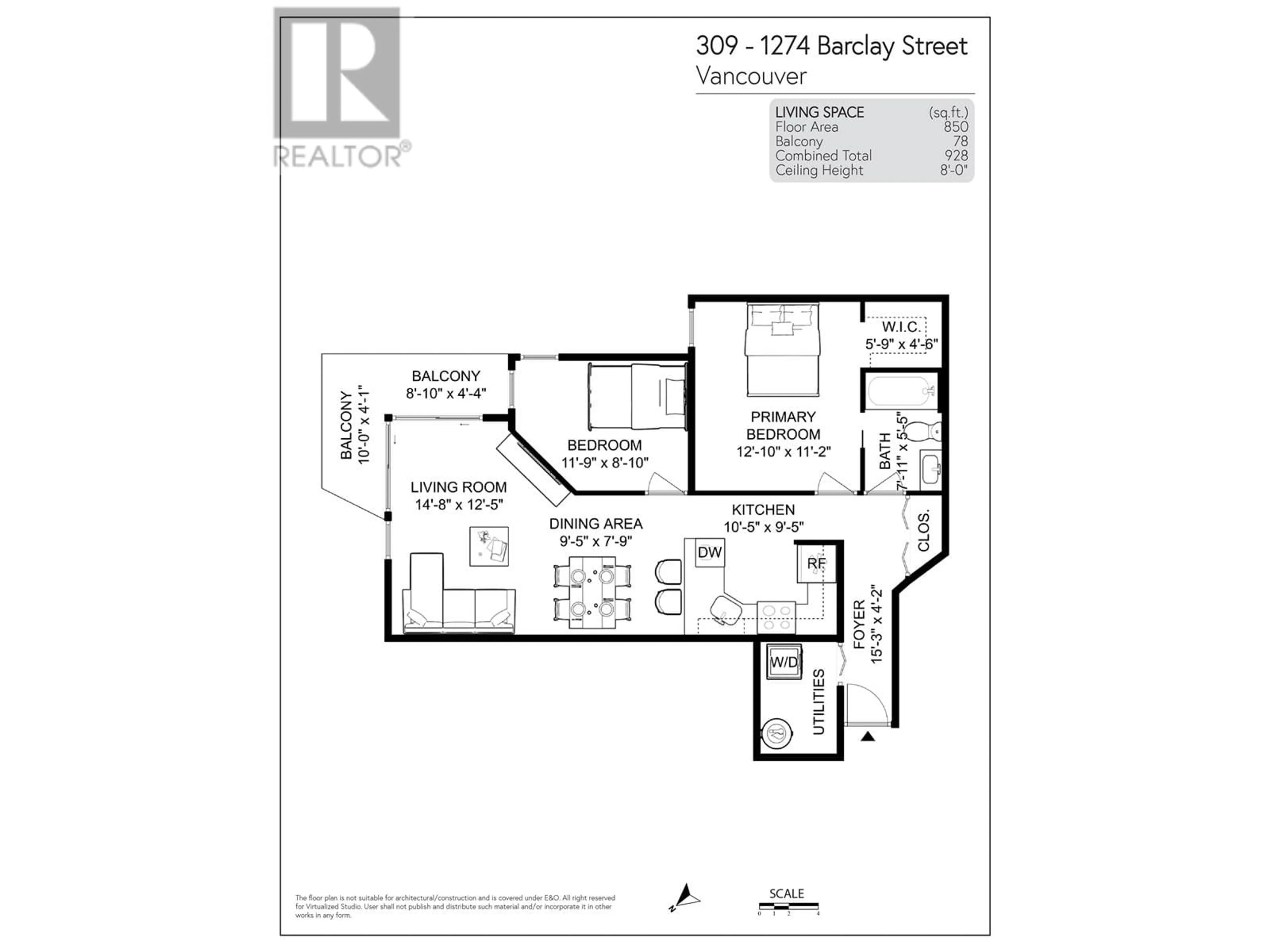 Floor plan for 309 1274 BARCLAY STREET, Vancouver British Columbia V6E1H3