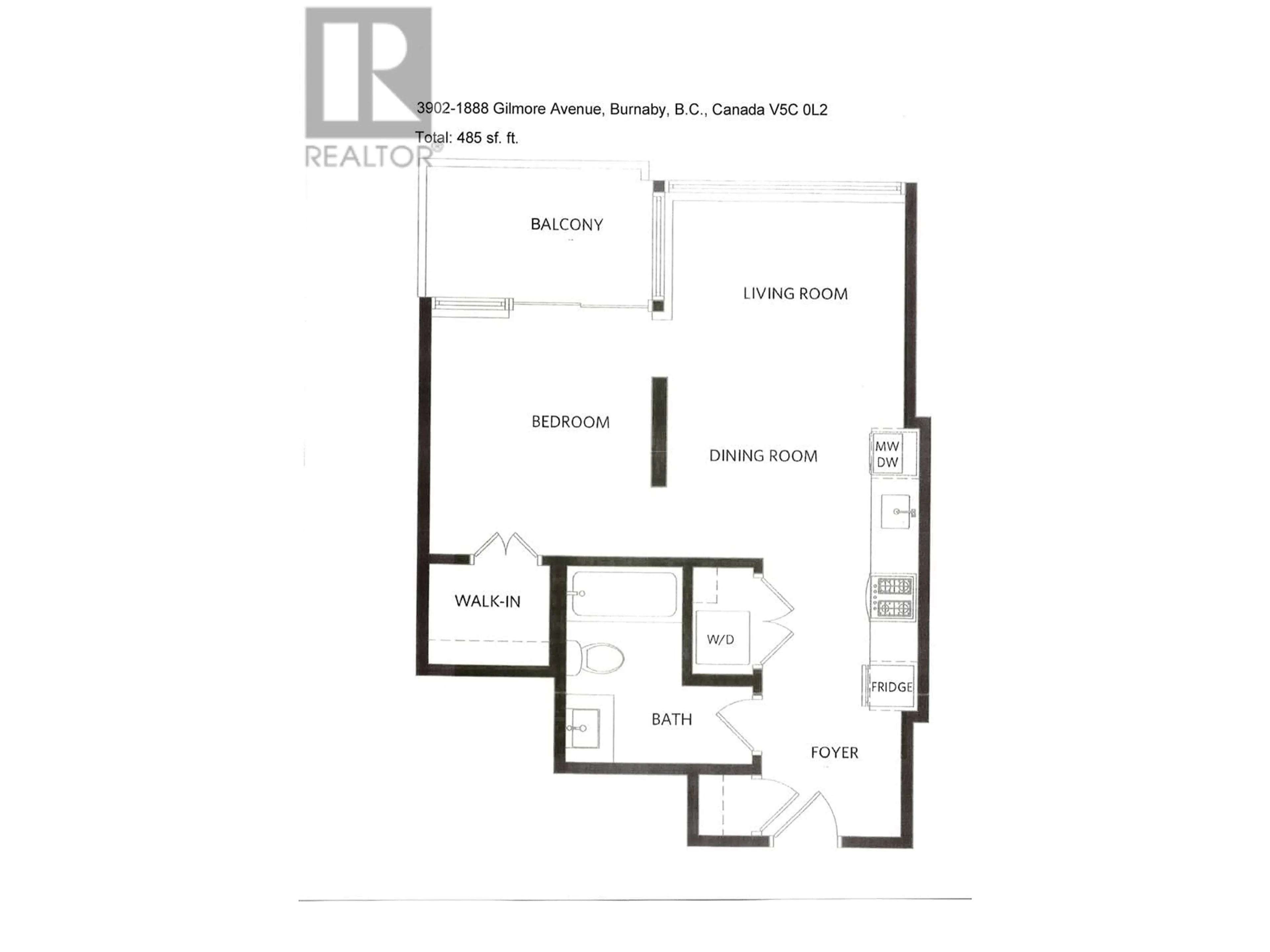 Floor plan for 3902 1888 GILMORE AVENUE, Burnaby British Columbia V5C0L2