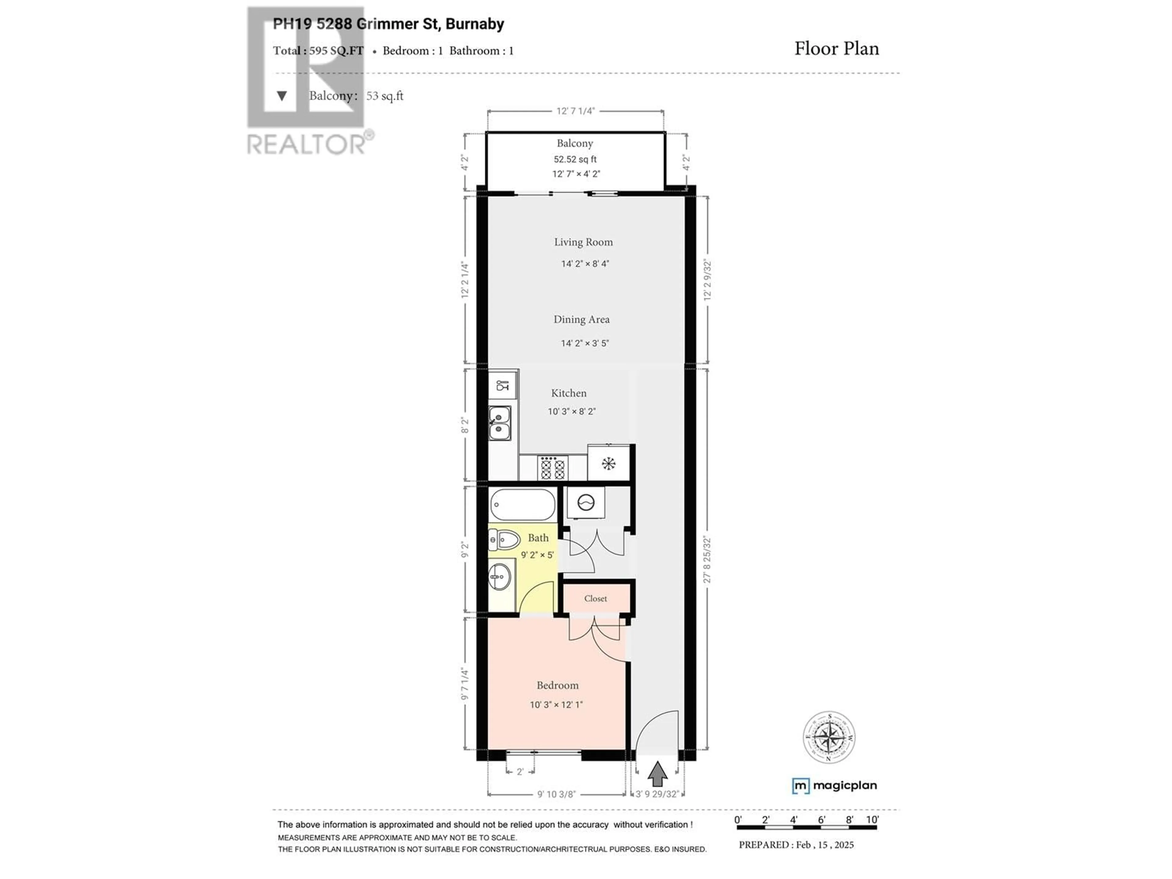 Floor plan for PH19 - 5288 GRIMMER STREET, Burnaby British Columbia V5H0C5