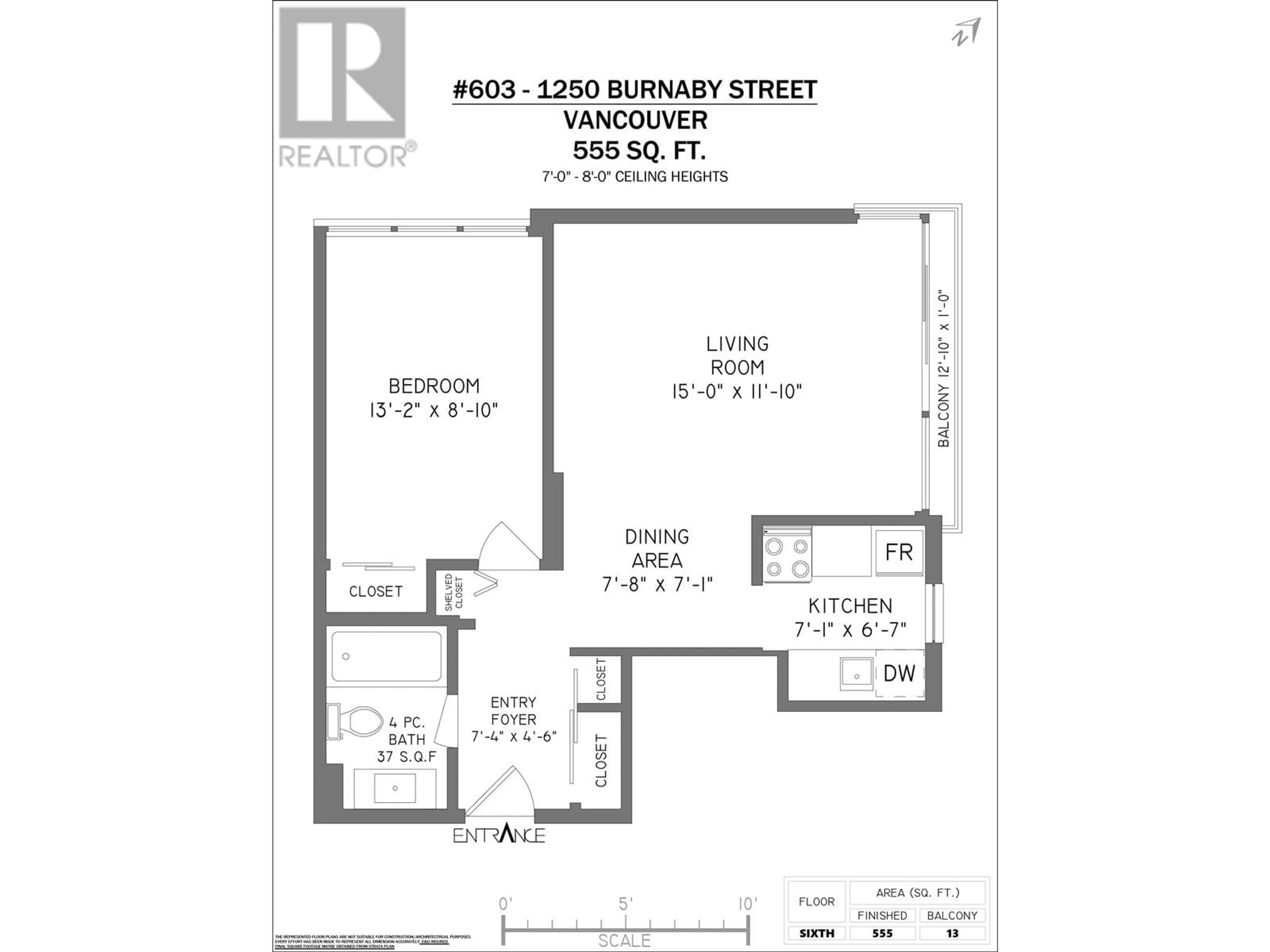 Floor plan for 603 1250 BURNABY STREET, Vancouver British Columbia V6E1P5