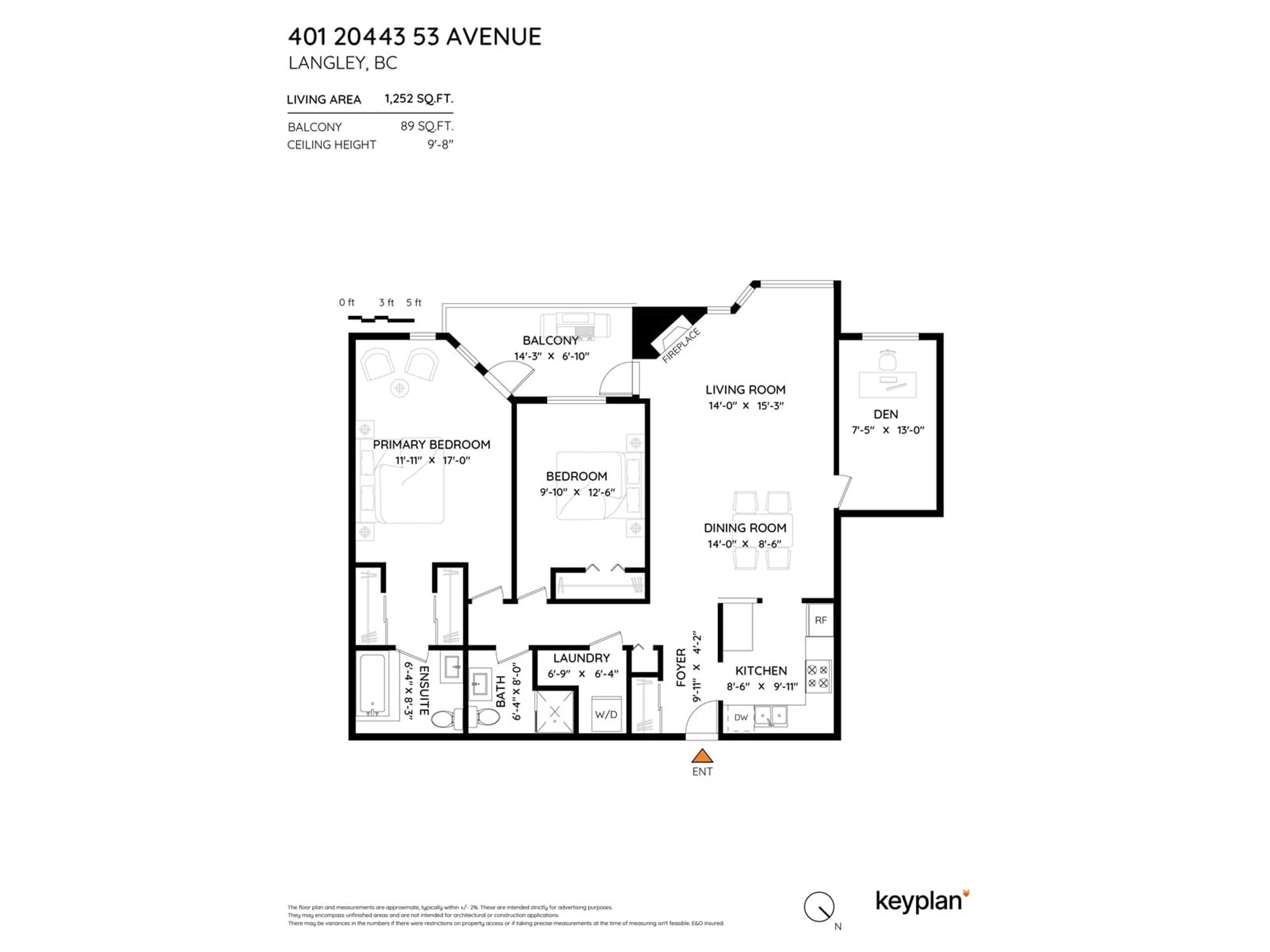 Floor plan for 401 20443 53 AVENUE, Langley British Columbia V3A7A6