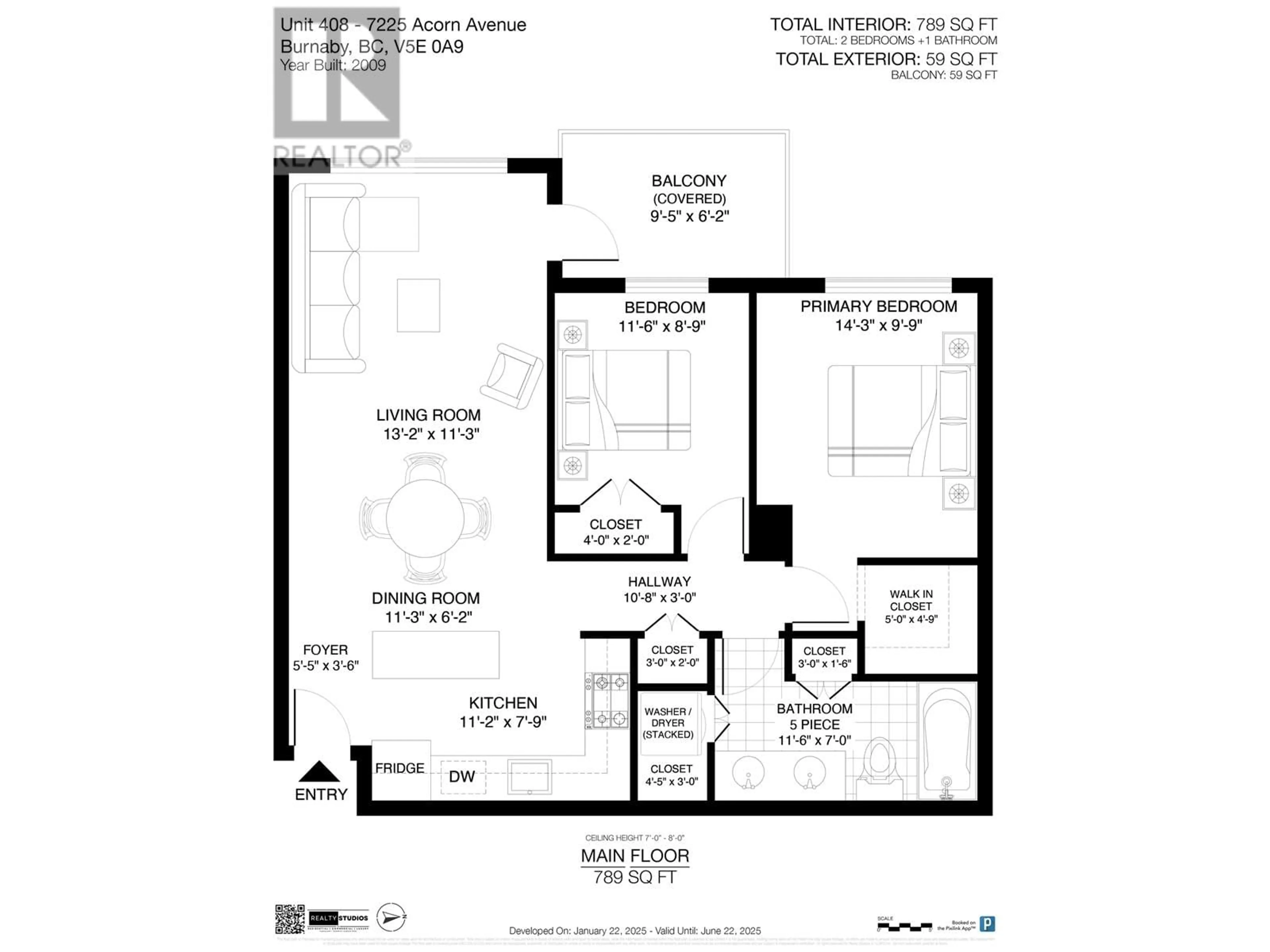 Floor plan for 408 7225 ACORN AVENUE, Burnaby British Columbia V5E0A9