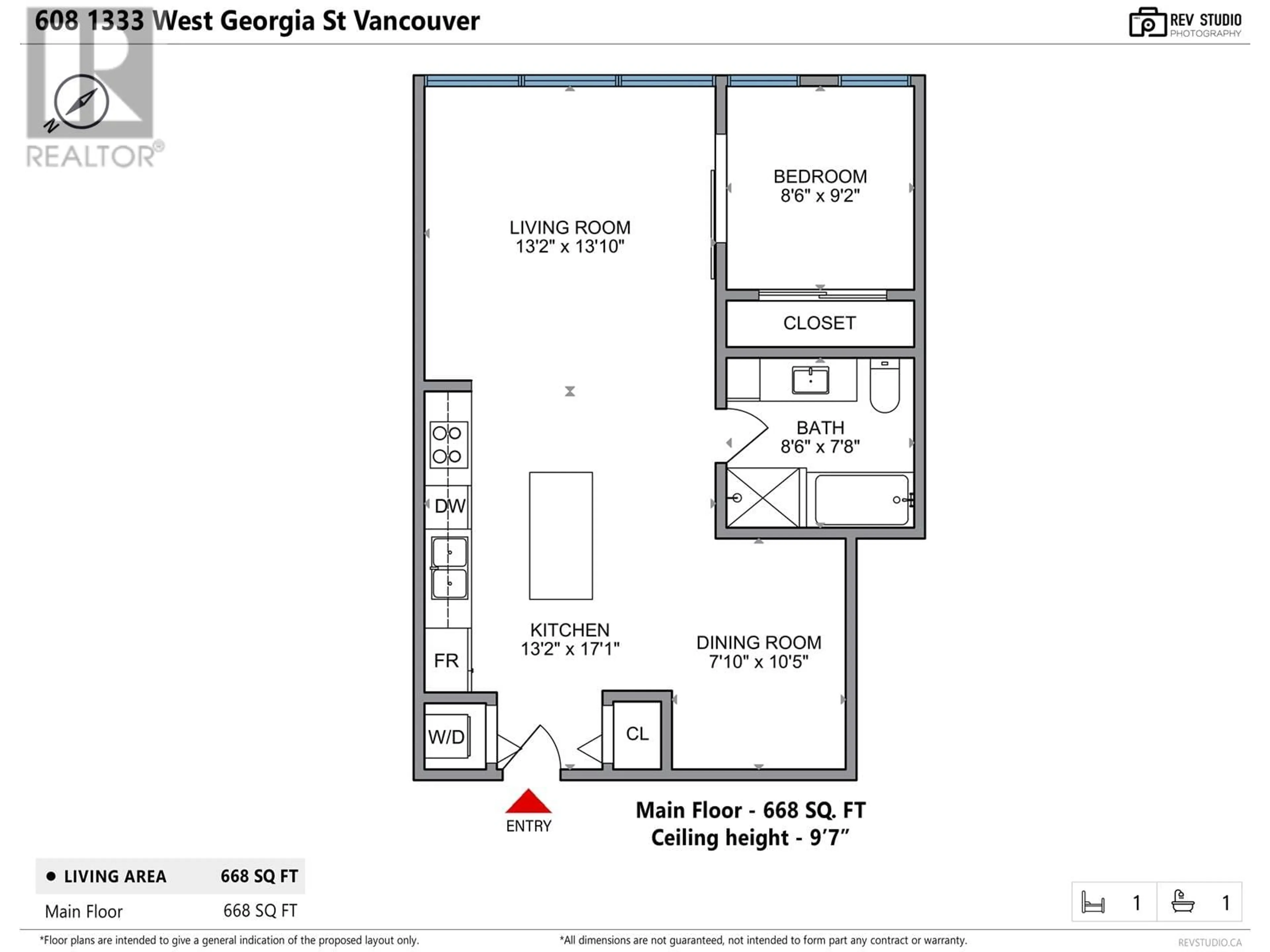 Floor plan for 608 1333 W GEORGIA STREET, Vancouver British Columbia V6E4V3