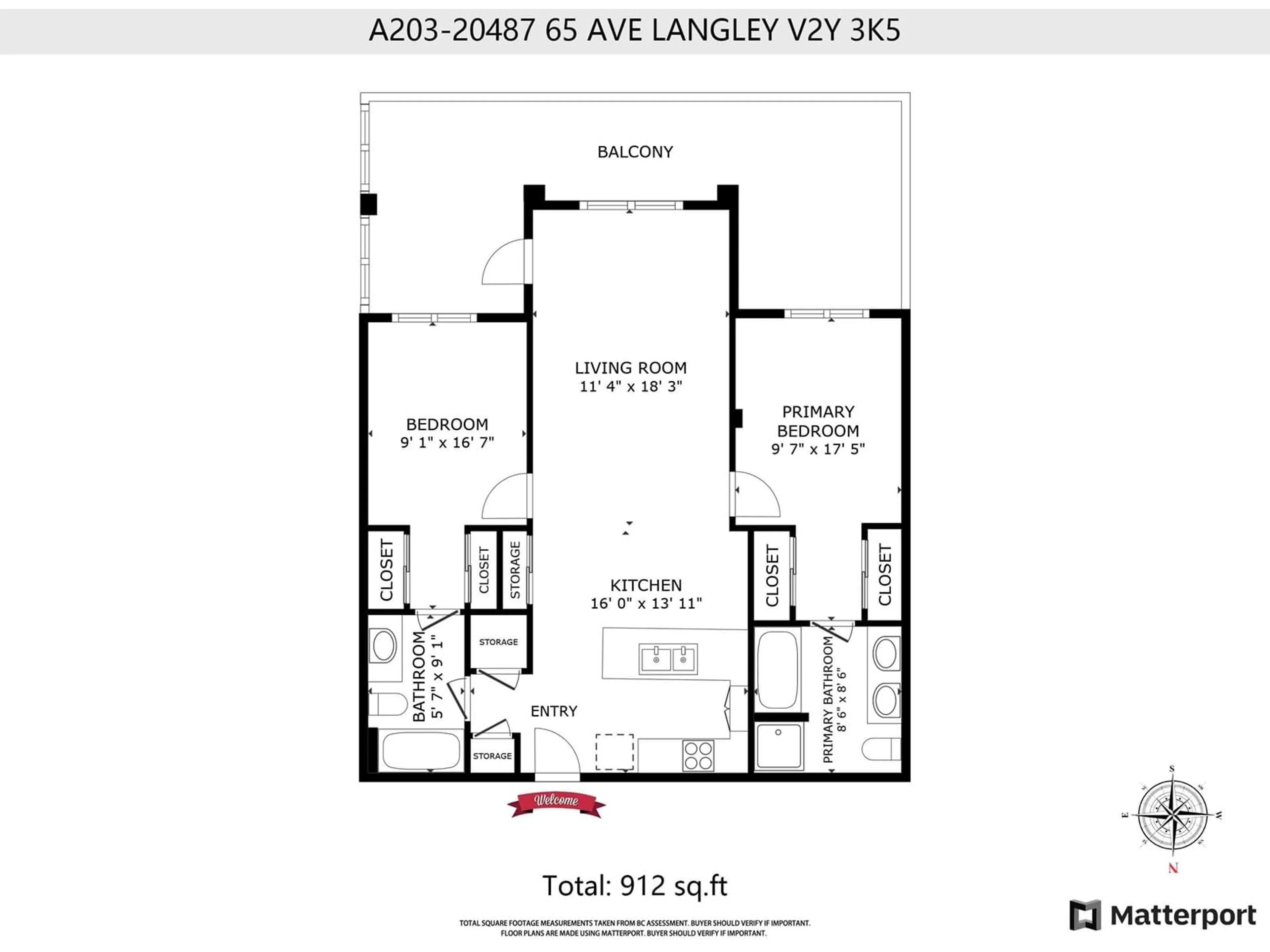 Floor plan for A203 20487 65 AVENUE, Langley British Columbia V2Y3K5