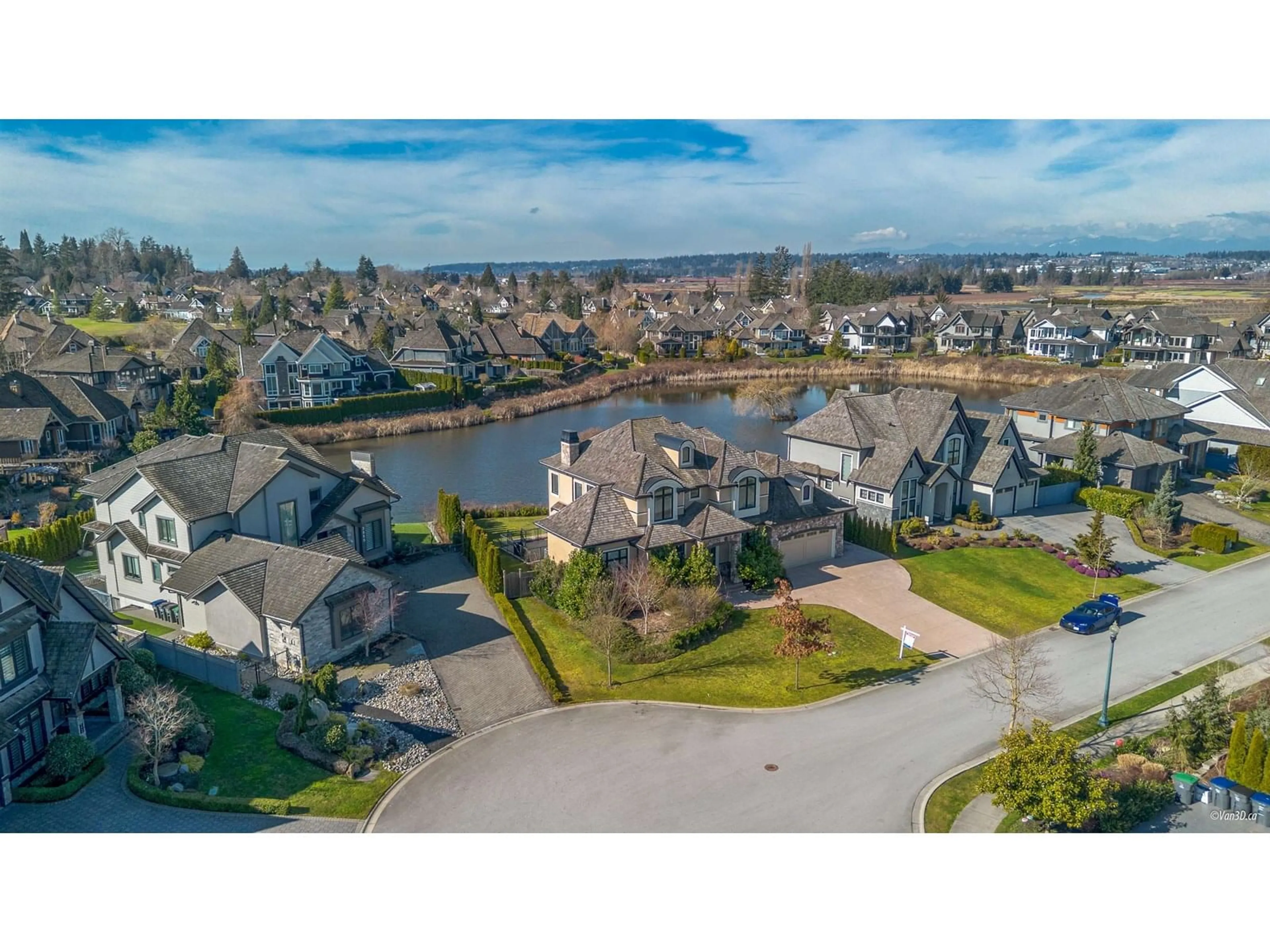 A pic from outside/outdoor area/front of a property/back of a property/a pic from drone, water/lake/river/ocean view for 3863 159A, Surrey British Columbia V3Z0Y3