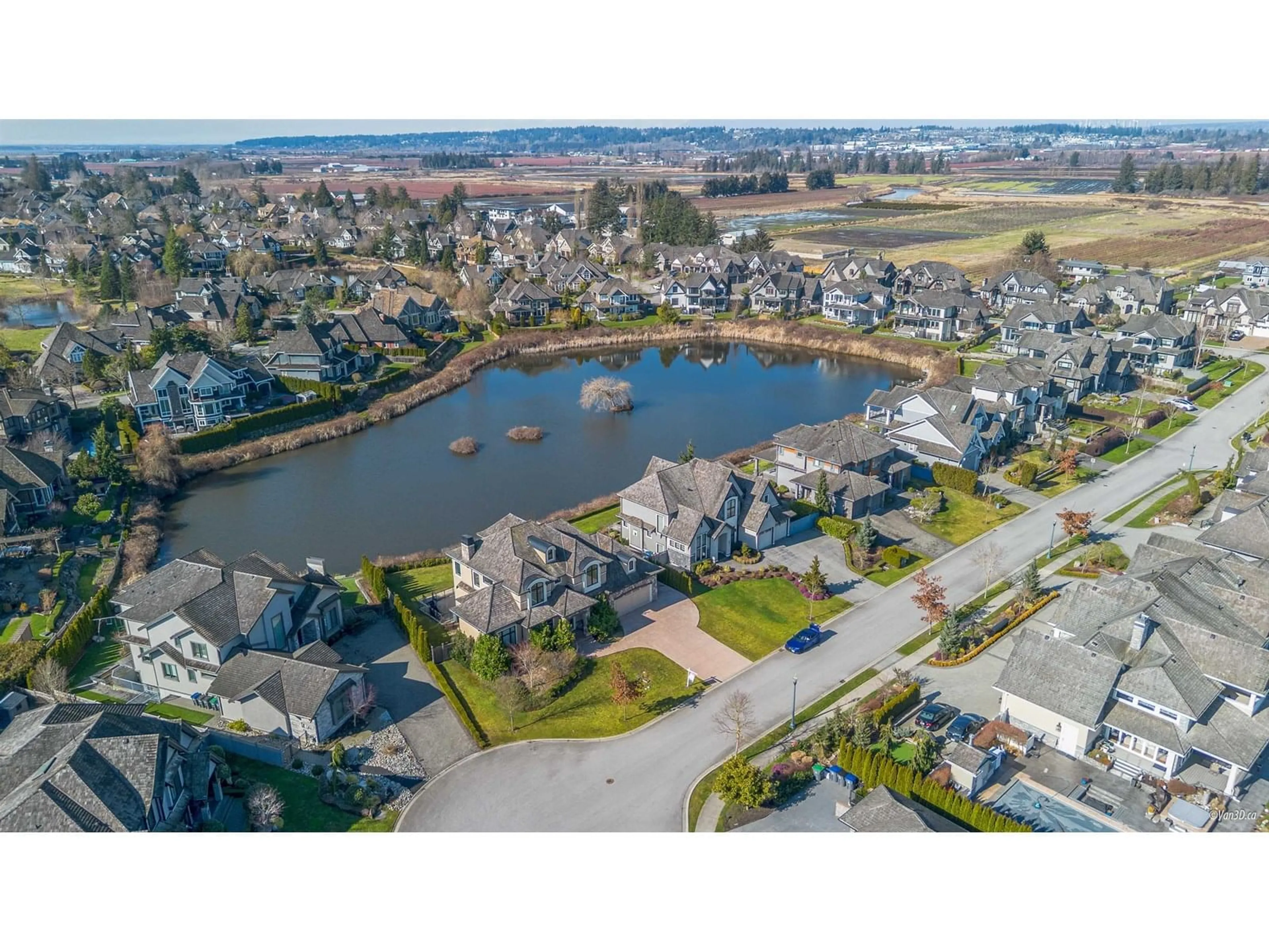 A pic from outside/outdoor area/front of a property/back of a property/a pic from drone, water/lake/river/ocean view for 3863 159A, Surrey British Columbia V3Z0Y3