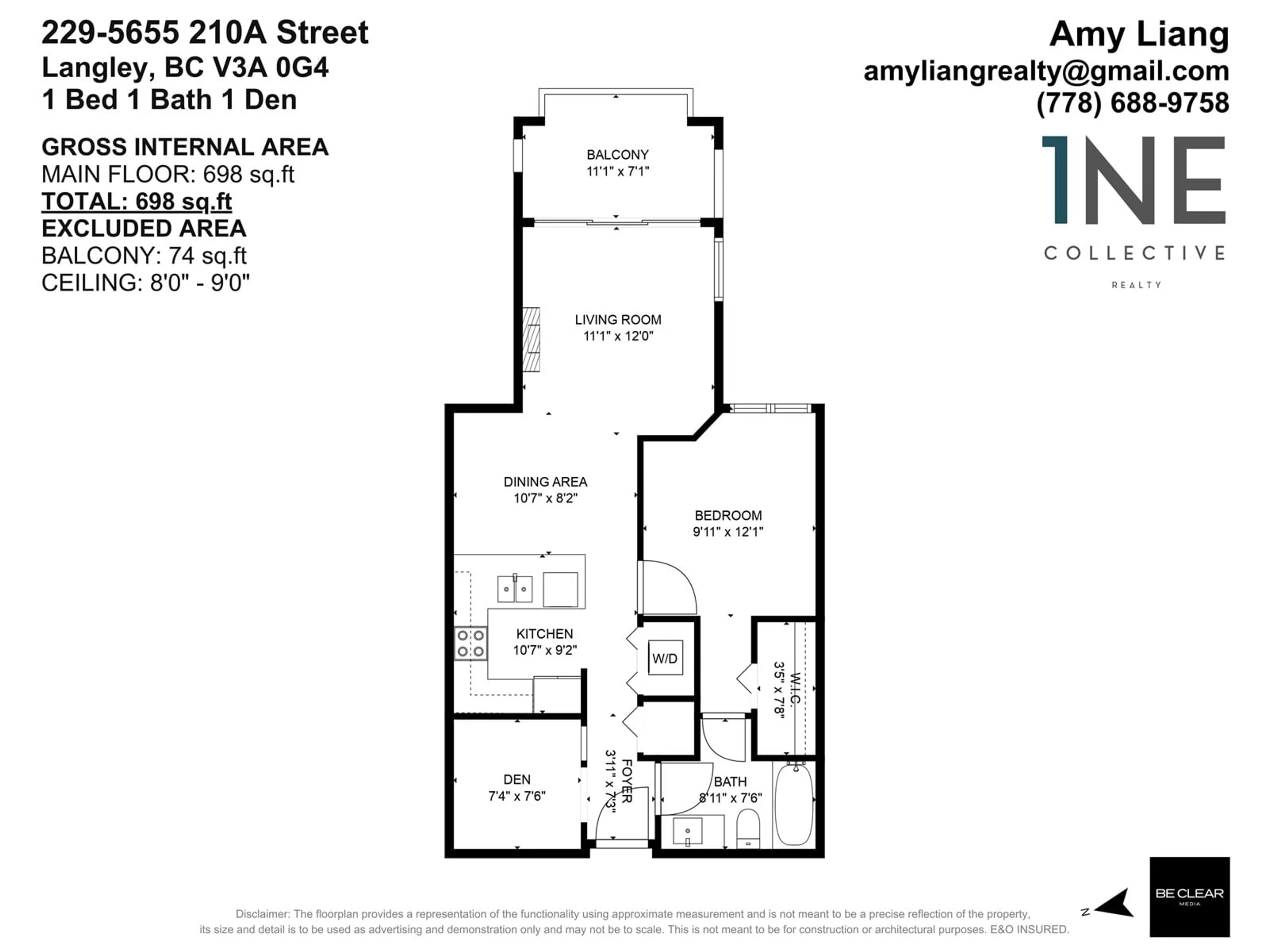 Floor plan for 229 5655 210A STREET, Langley British Columbia V3A0G4