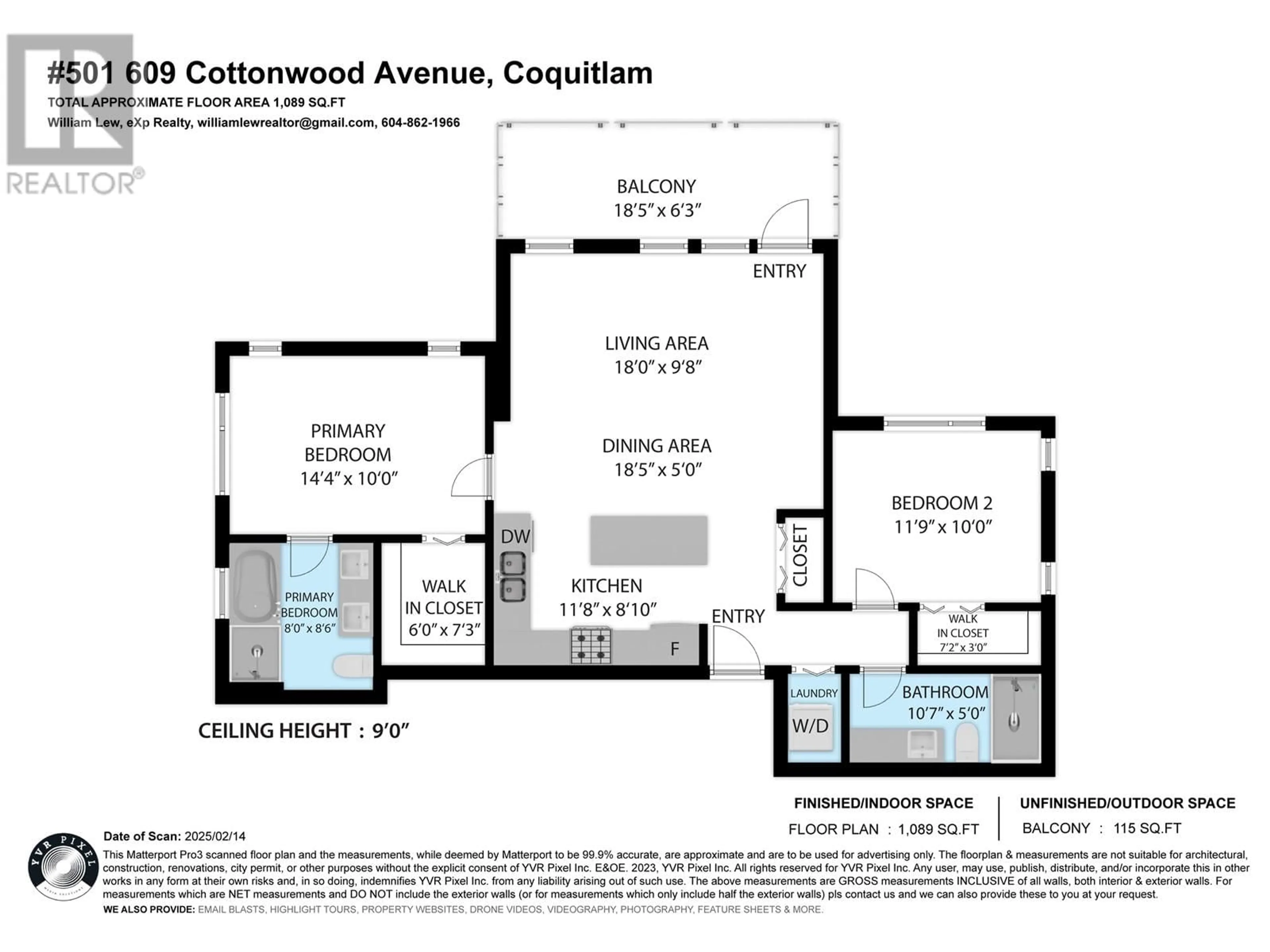 Floor plan for 501 609 COTTONWOOD AVENUE, Coquitlam British Columbia V3J0H2