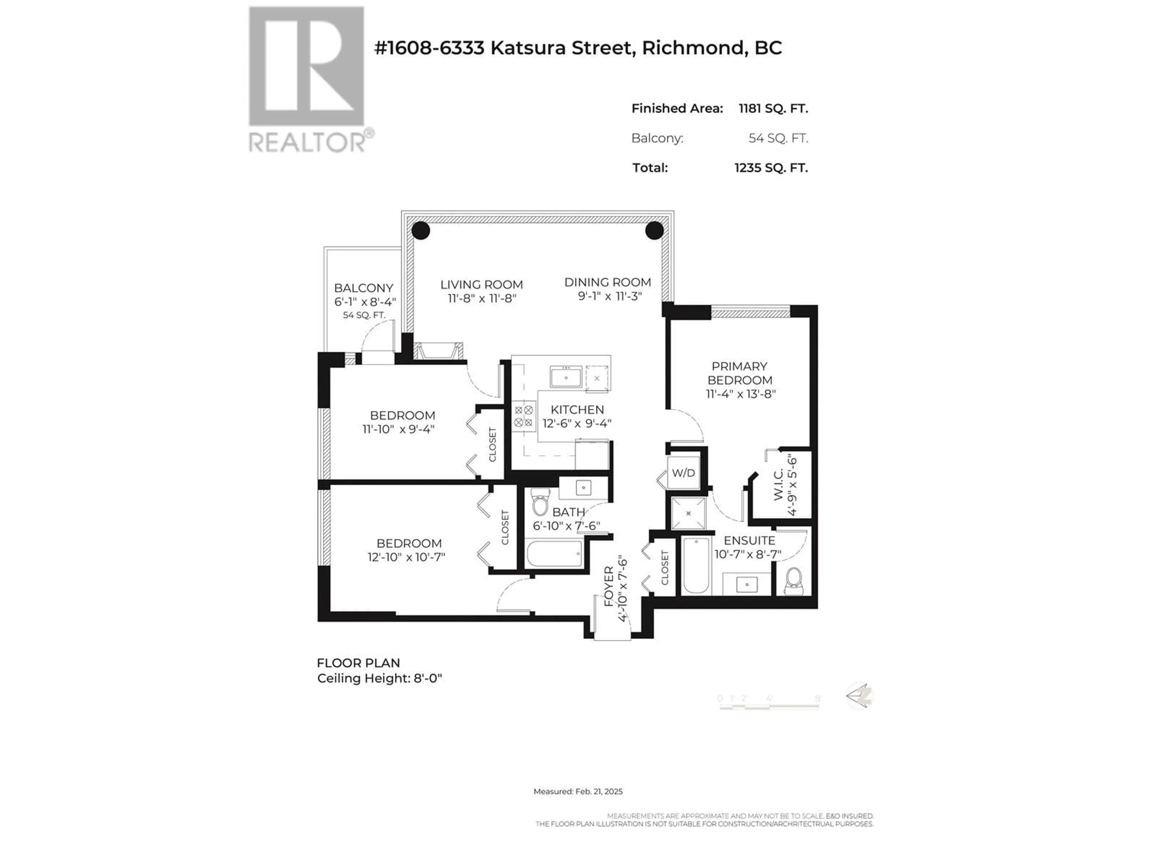 Floor plan for 1608 6333 KATSURA STREET, Richmond British Columbia V6Y4L9