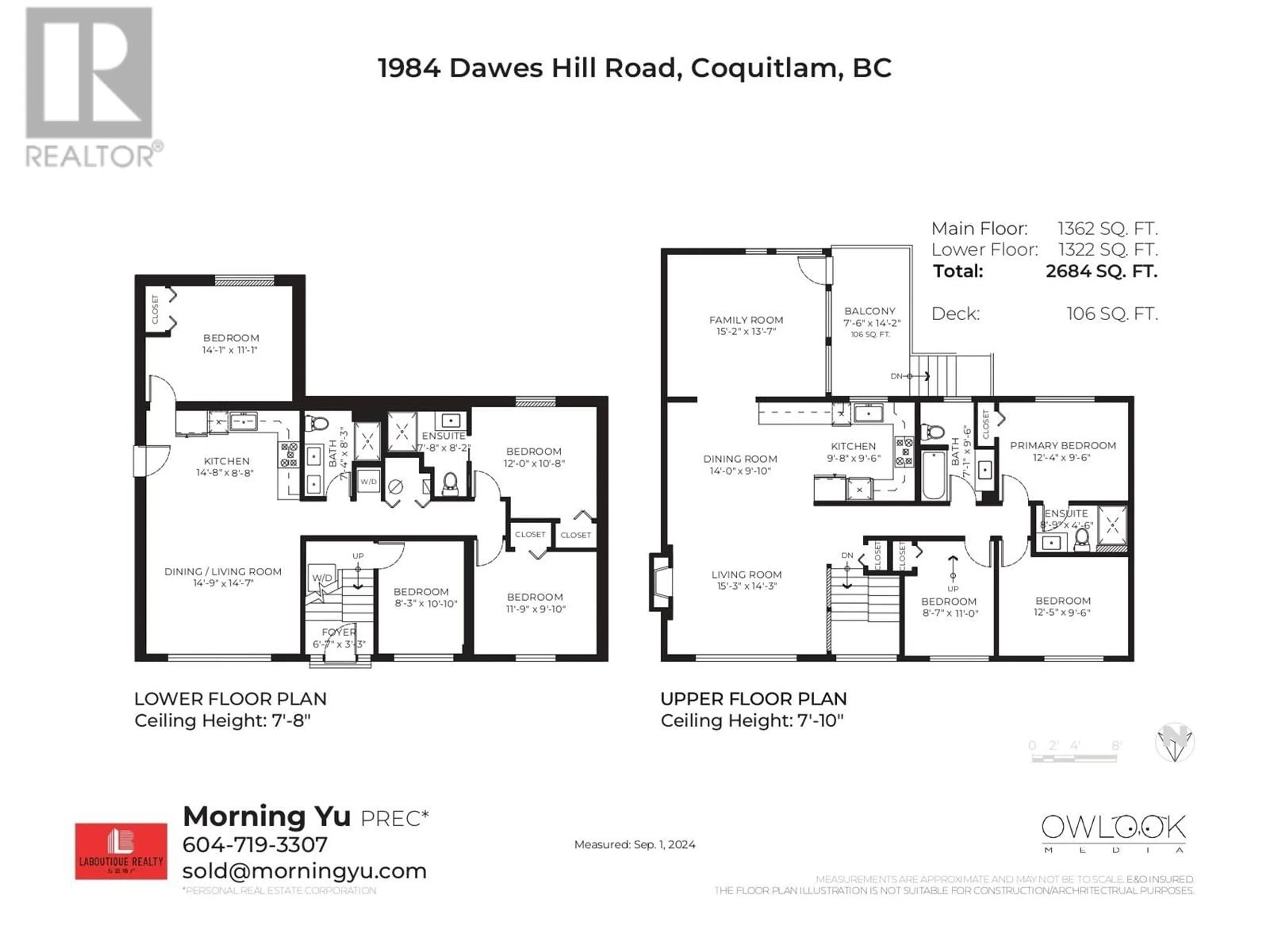 Floor plan for 1984 DAWES HILL ROAD, Coquitlam British Columbia V3K1M6