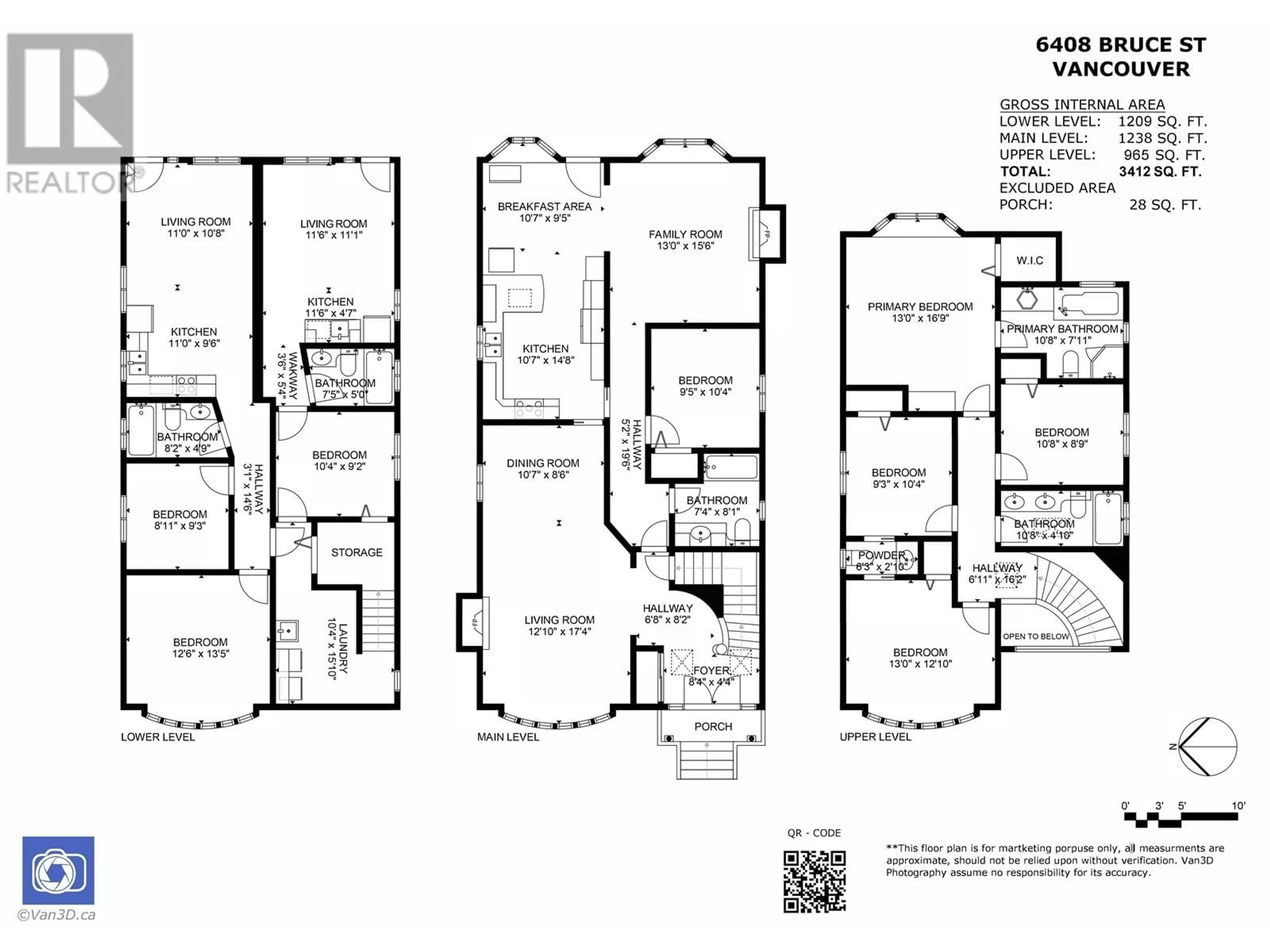 Floor plan for 6408 BRUCE STREET, Vancouver British Columbia V5P3M9