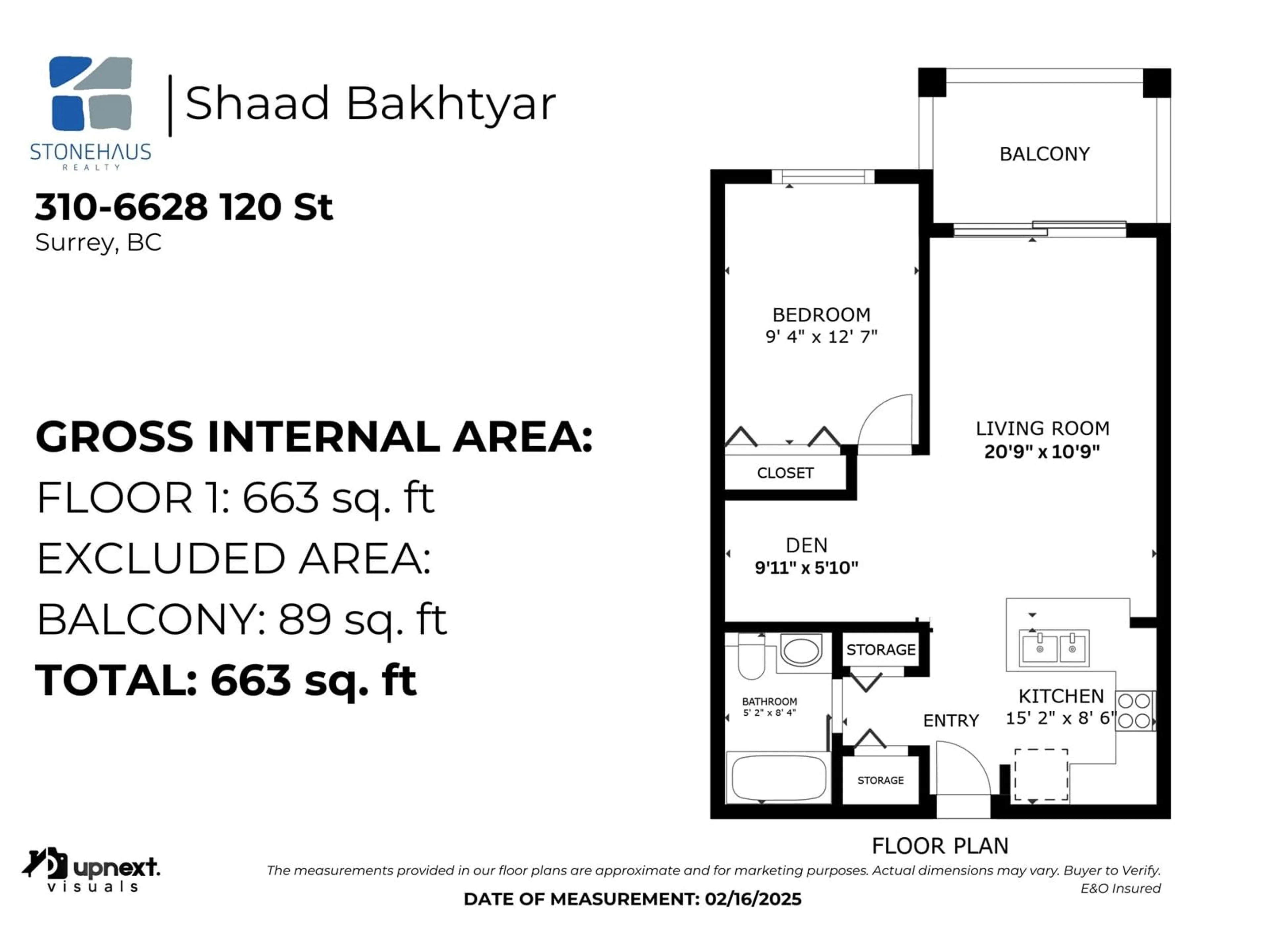 Floor plan for 310 6628 120 STREET, Surrey British Columbia V3W1T7