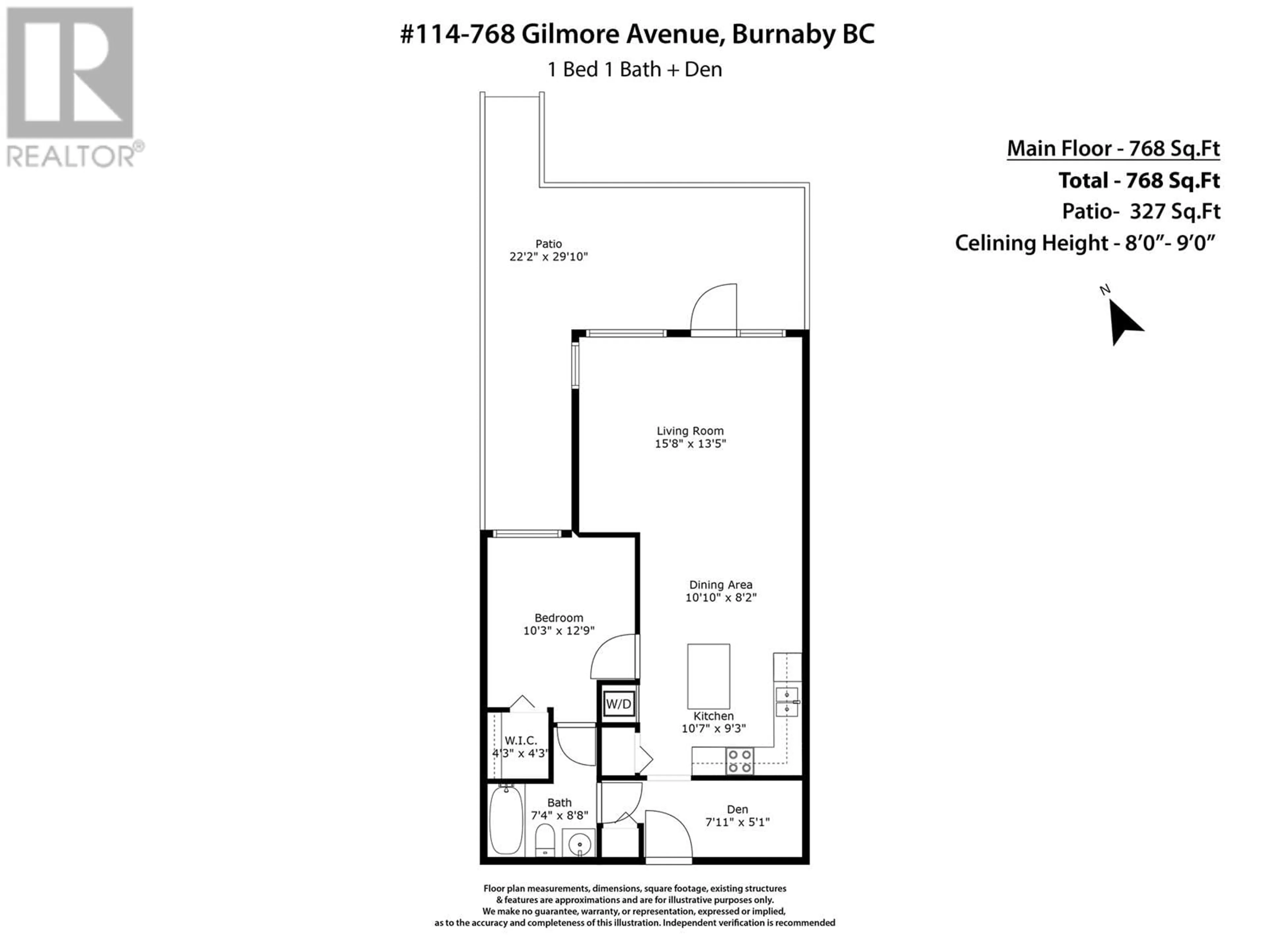 Floor plan for 114 1768 GILMORE AVENUE, Burnaby British Columbia V5C0L4