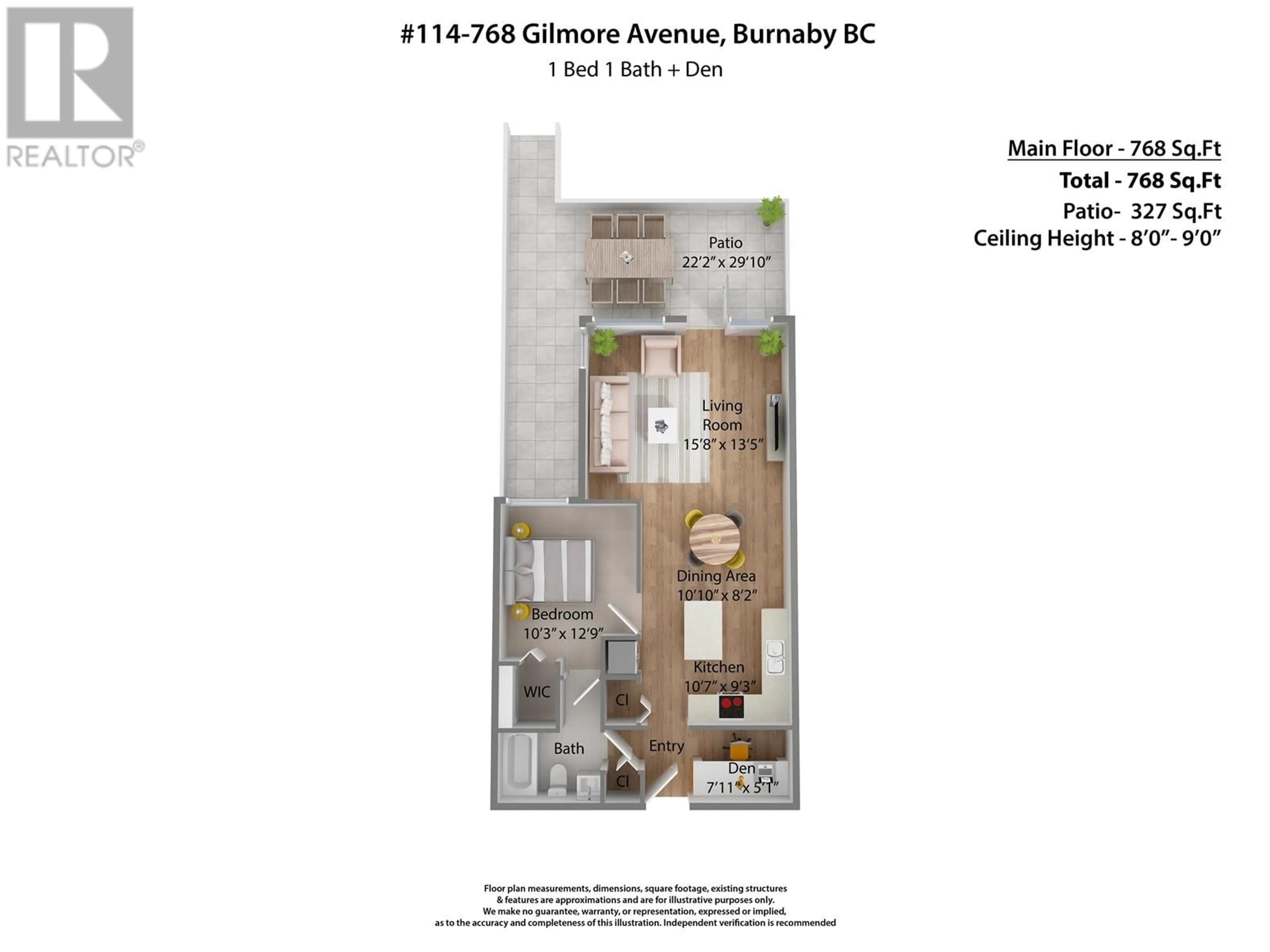 Floor plan for 114 1768 GILMORE AVENUE, Burnaby British Columbia V5C0L4