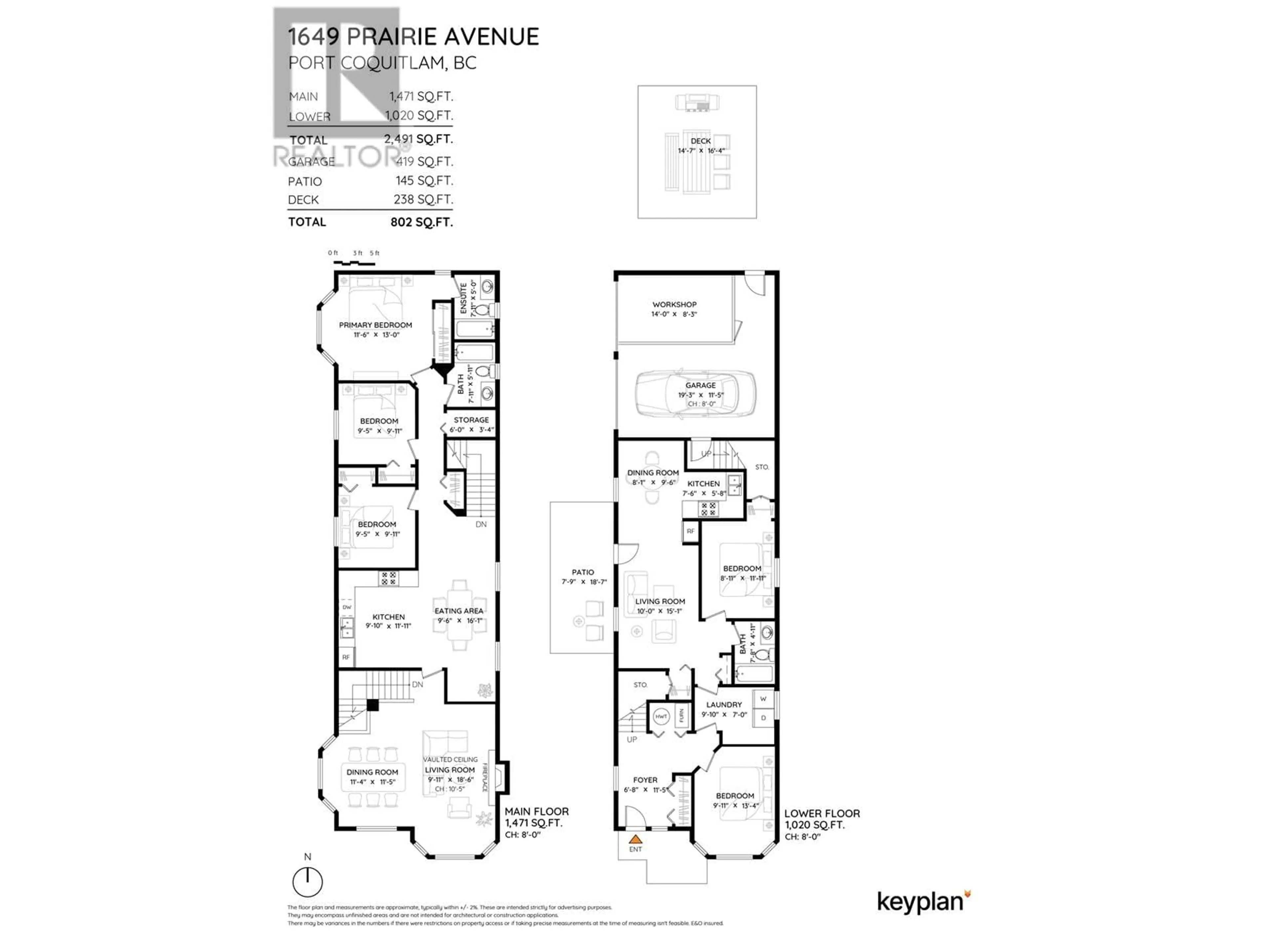 Floor plan for 1649 PRAIRIE AVENUE, Port Coquitlam British Columbia V3B1T8