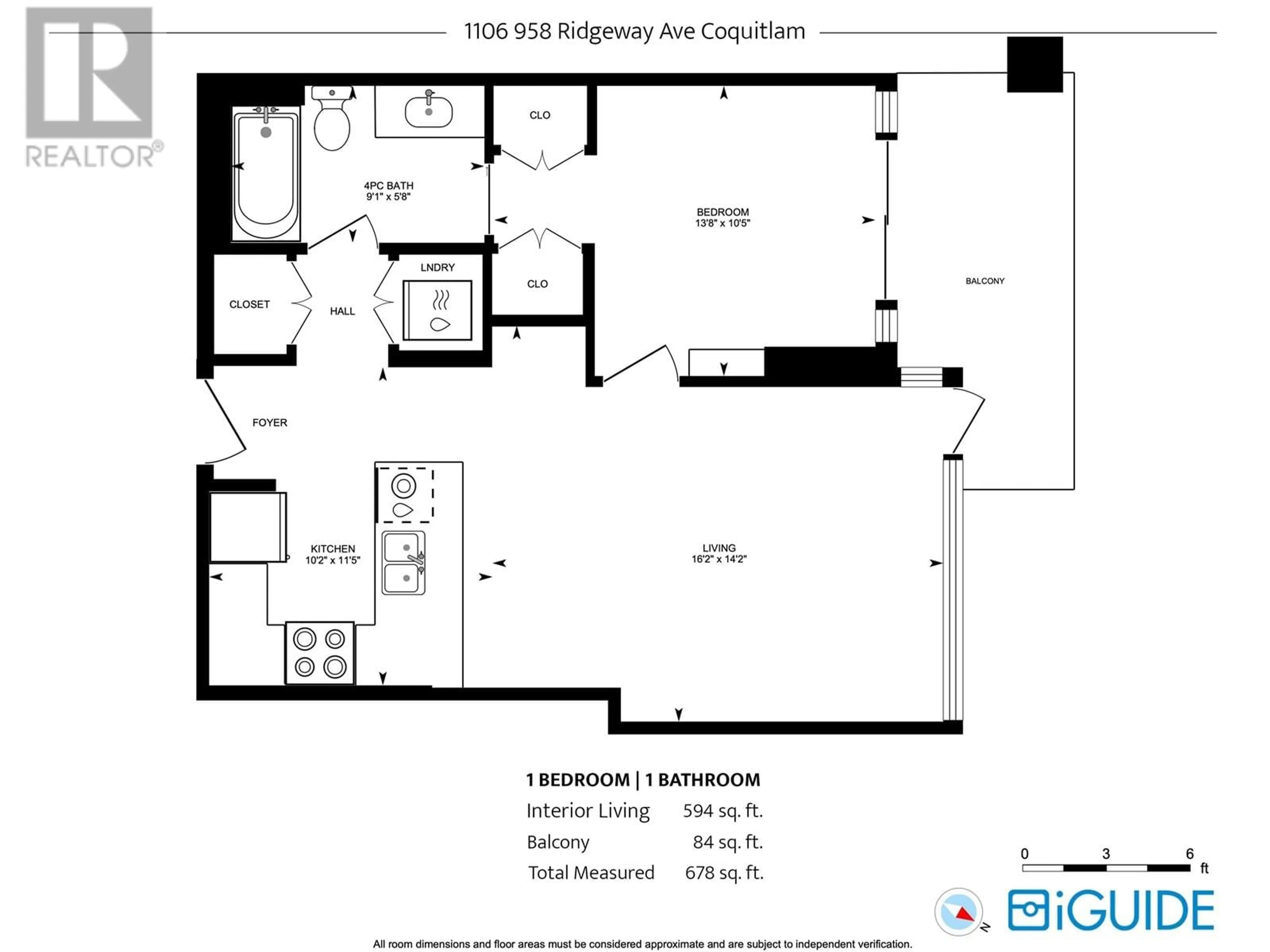 Floor plan for 1106 958 RIDGEWAY AVENUE, Coquitlam British Columbia V3K0C5