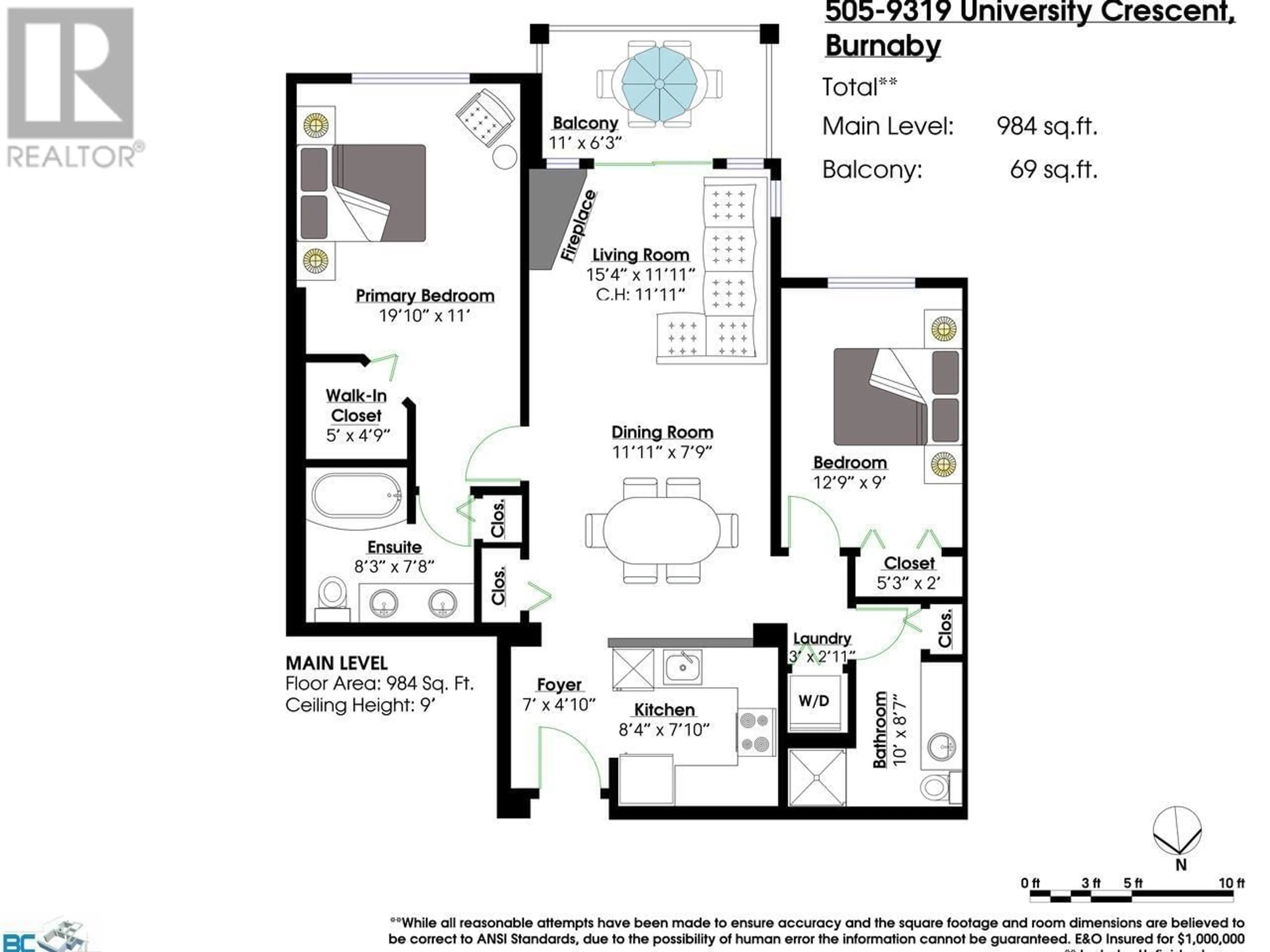 Floor plan for 505 - 9319 UNIVERSITY CRESCENT, Burnaby British Columbia V5A4Y5