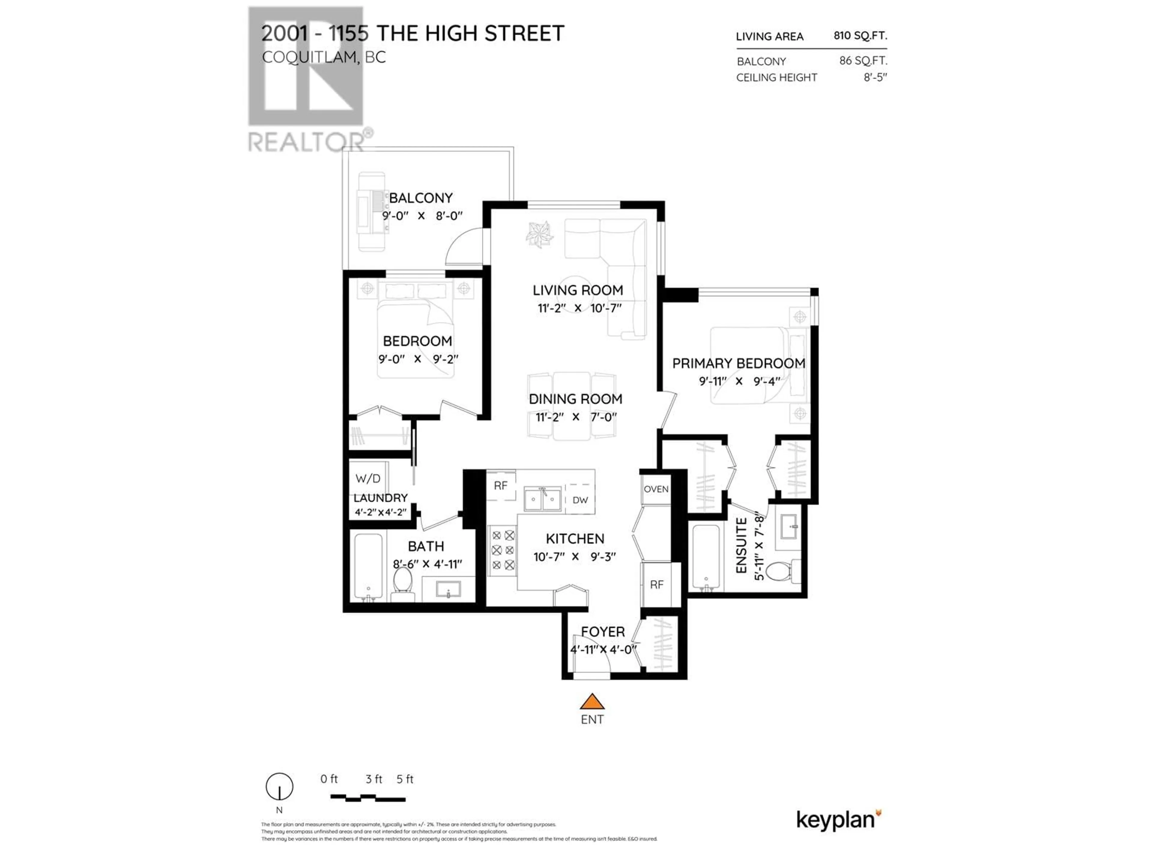 Floor plan for 2001 1155 THE HIGH STREET, Coquitlam British Columbia V3B7W4