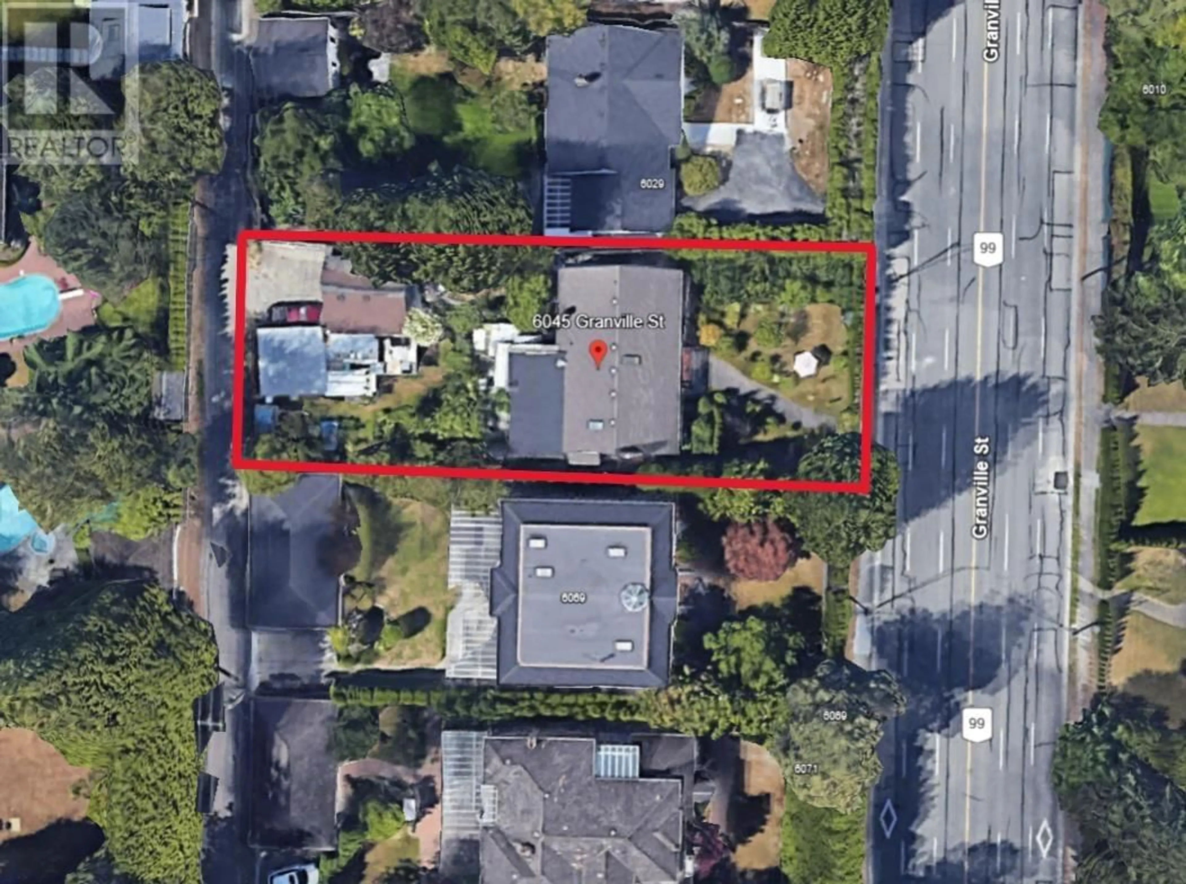 A pic from outside/outdoor area/front of a property/back of a property/a pic from drone, street for 6045 GRANVILLE STREET, Vancouver British Columbia V6M3C9