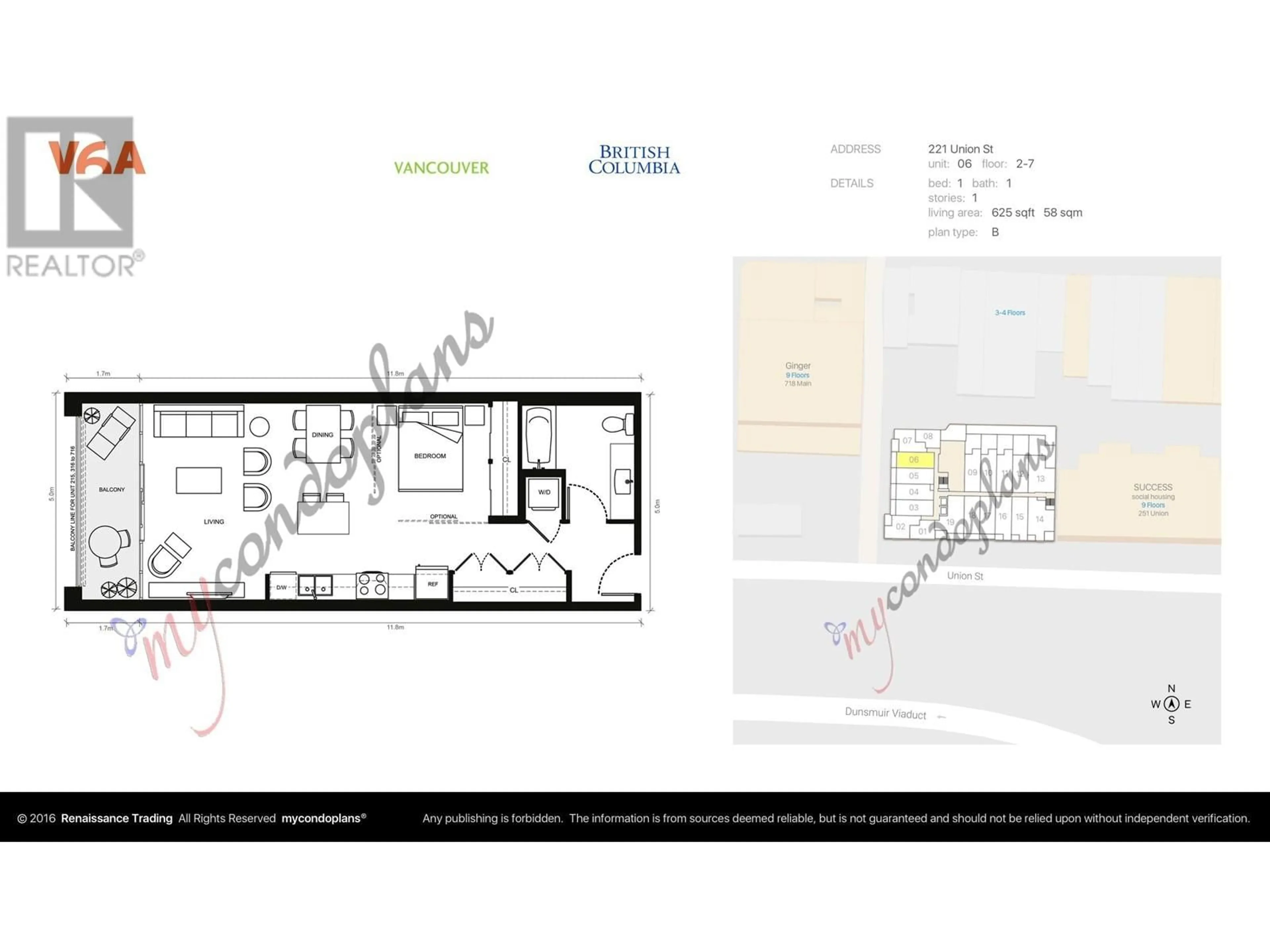 Floor plan for 306 221 UNION STREET, Vancouver British Columbia V6A0B4