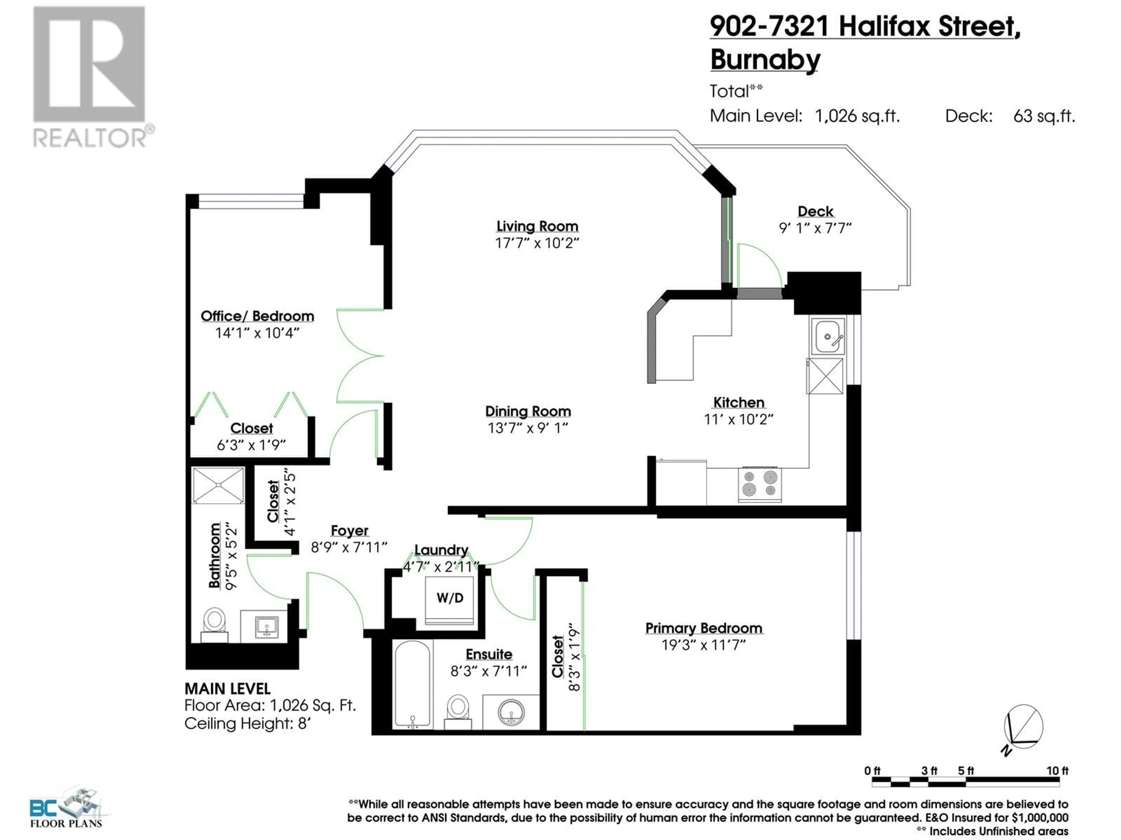 Floor plan for 902 7321 HALIFAX STREET, Burnaby British Columbia V5A4R5