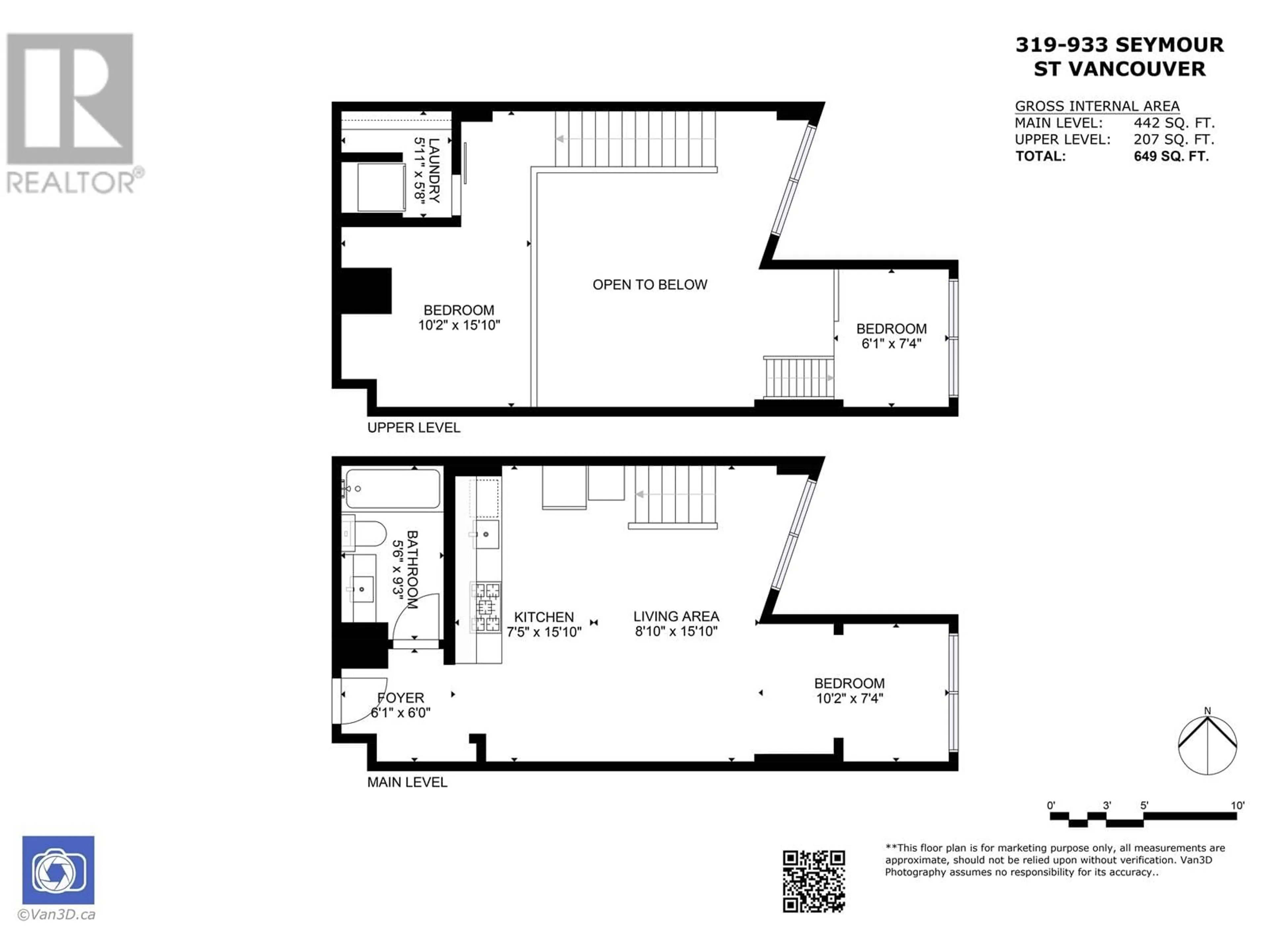 Floor plan for 319 - 933 SEYMOUR STREET, Vancouver British Columbia V6B6L6