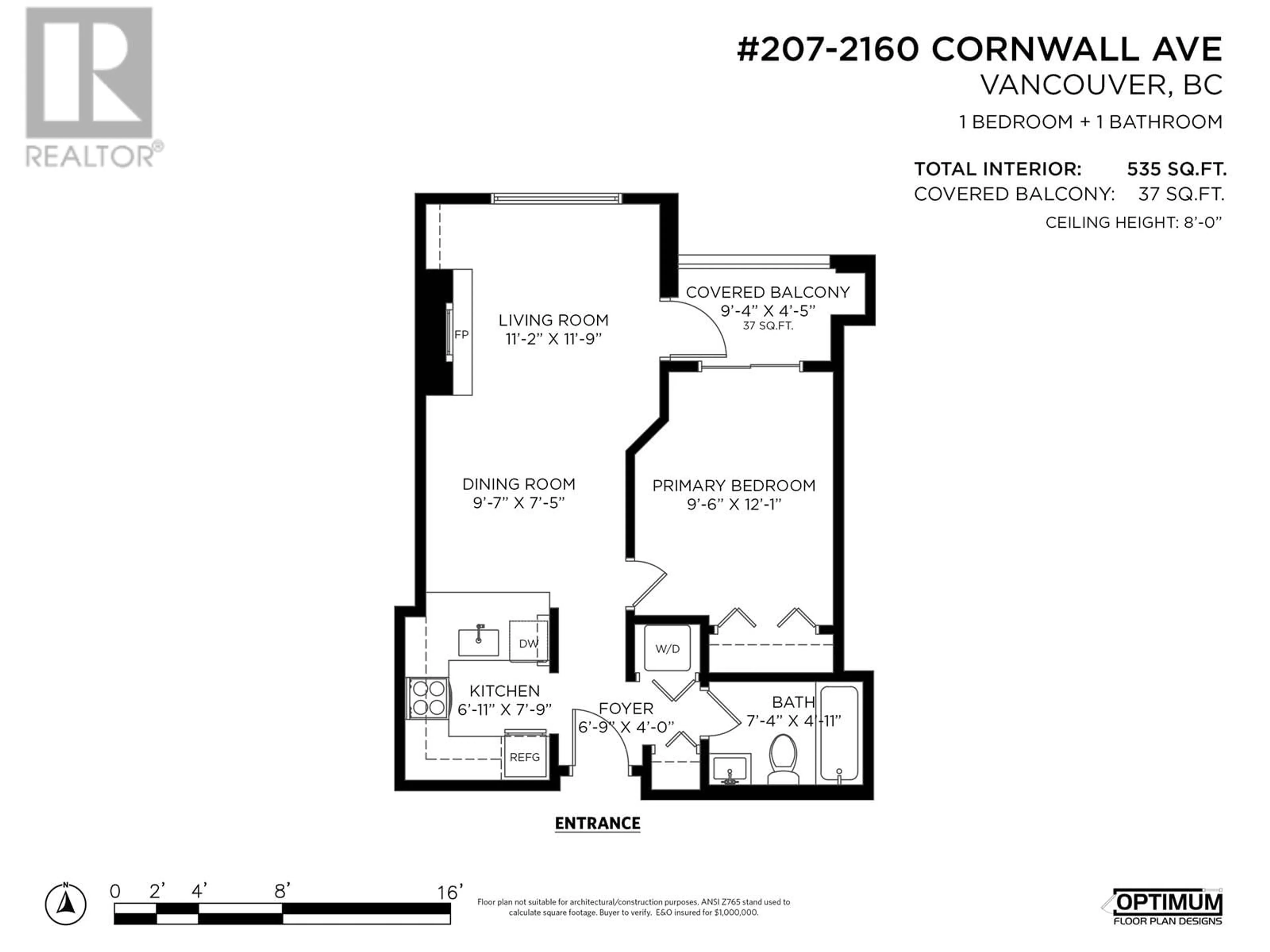 Floor plan for 207 2160 CORNWALL AVENUE, Vancouver British Columbia V6K1B4