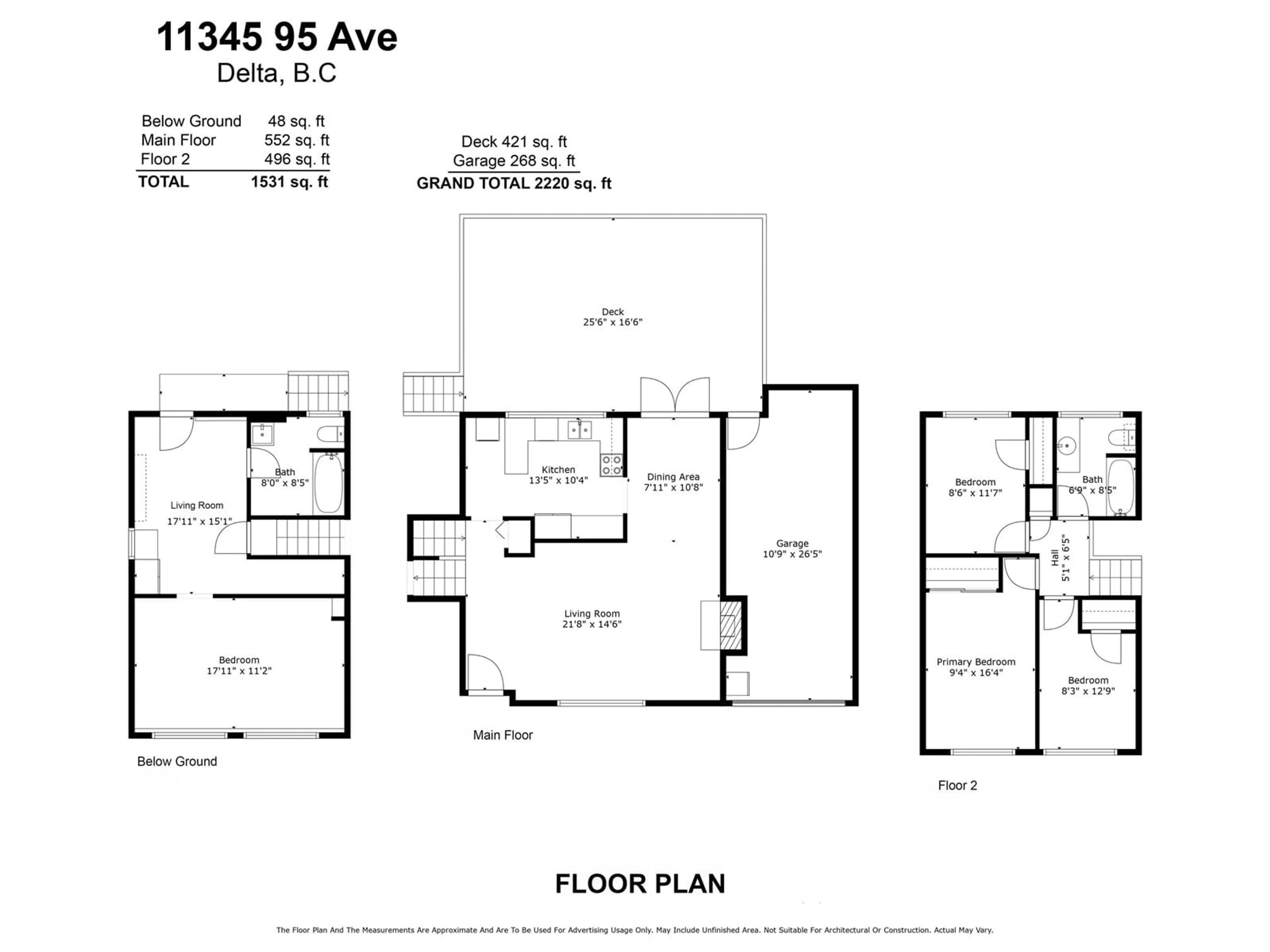 Floor plan for 11345 95 AVENUE, Delta British Columbia V4C3S9