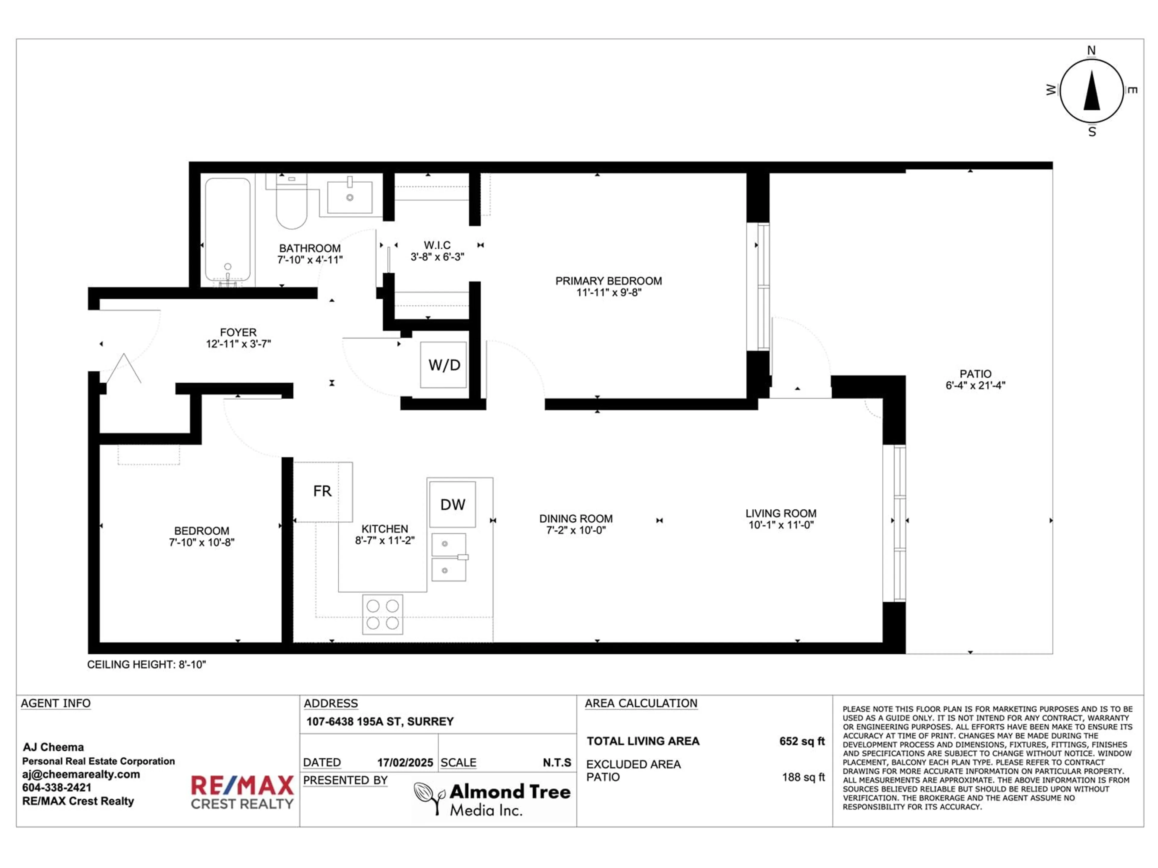 Floor plan for 107 6438 195A STREET, Surrey British Columbia V4N6R5