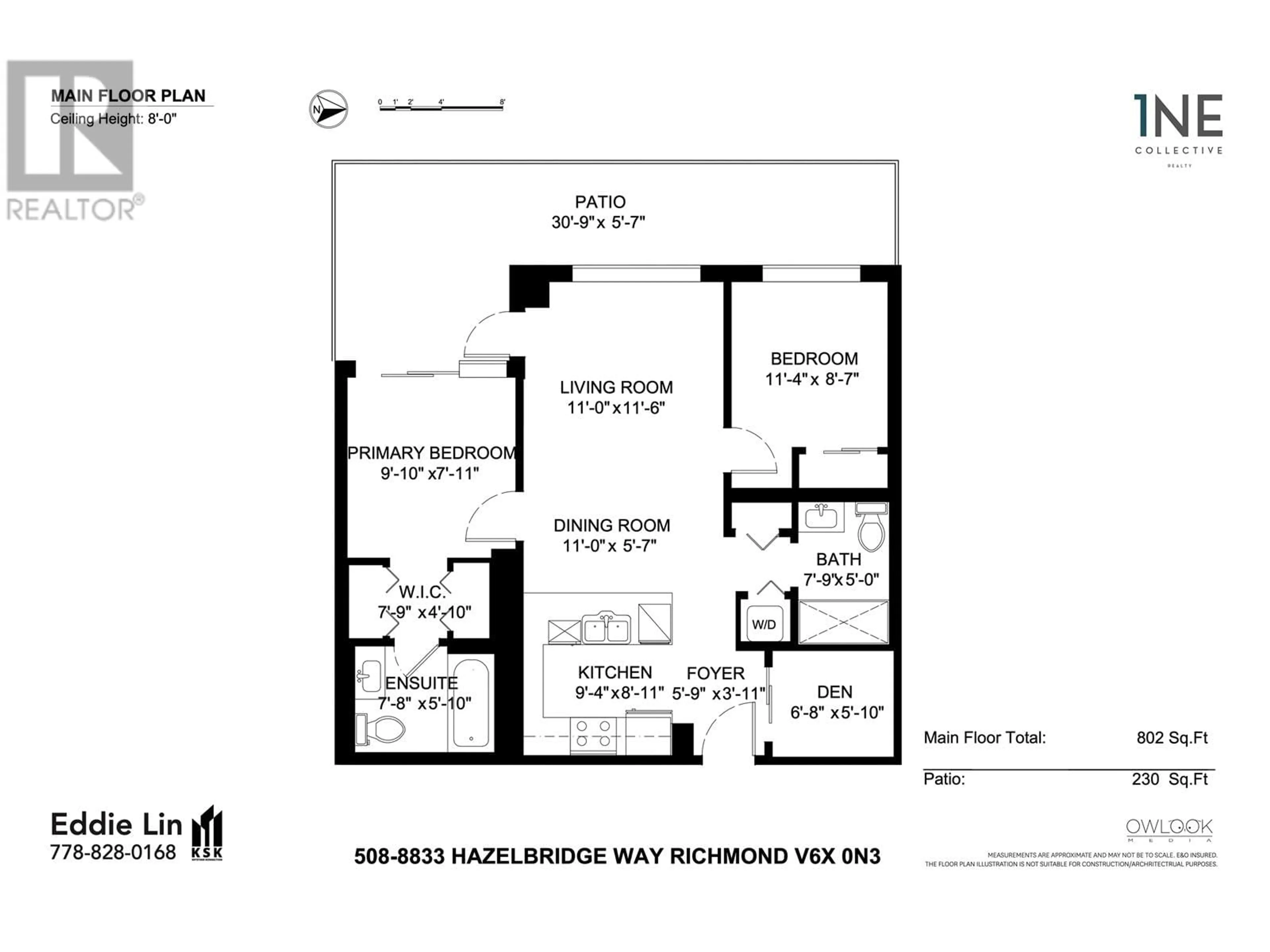 Floor plan for 508 8833 HAZELBRIDGE WAY, Richmond British Columbia V6X0N3