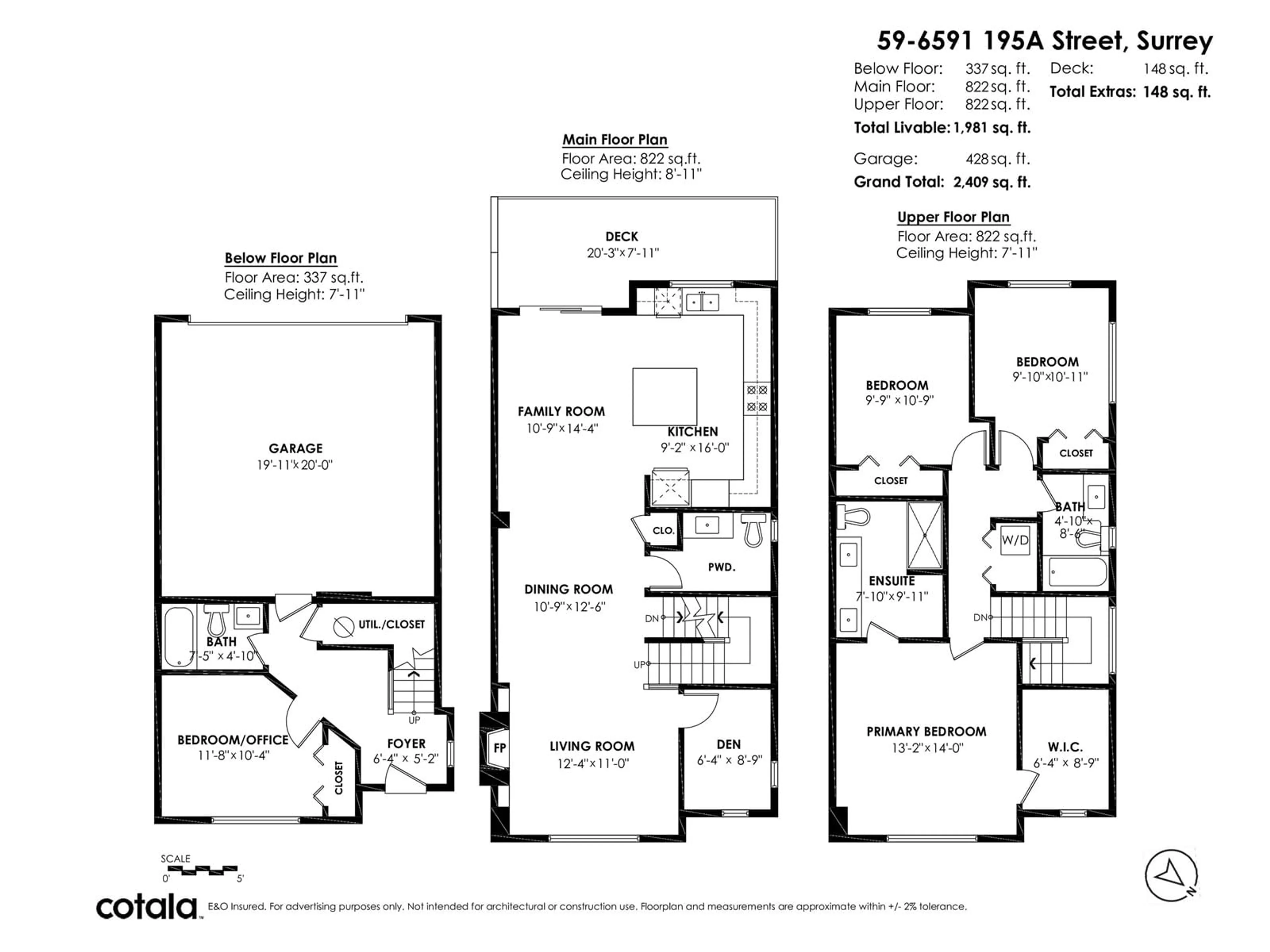 Floor plan for 59 6591 195A STREET, Surrey British Columbia V4N6N5