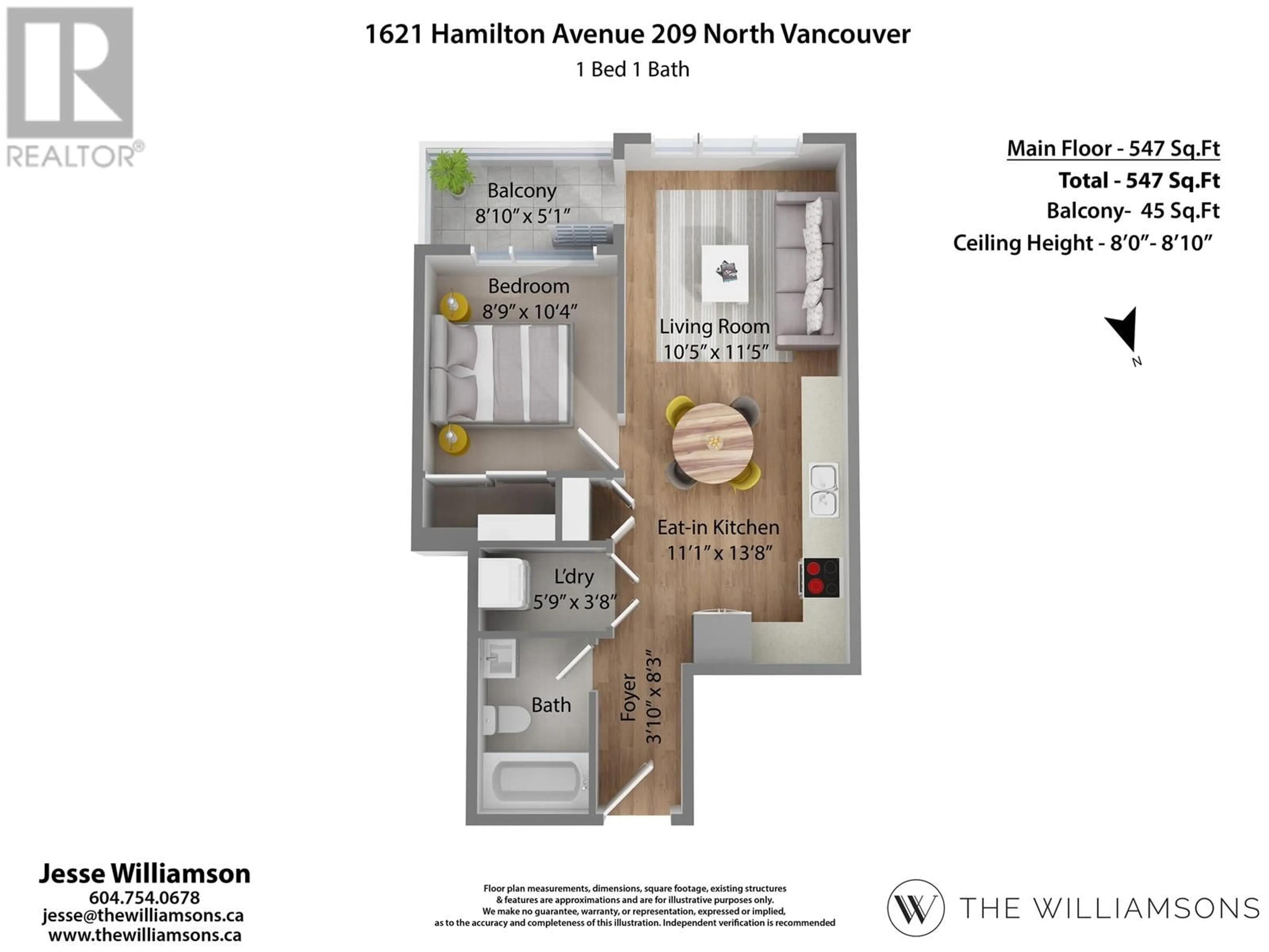 Floor plan for 209 1621 HAMILTON AVENUE, North Vancouver British Columbia V7P0B6