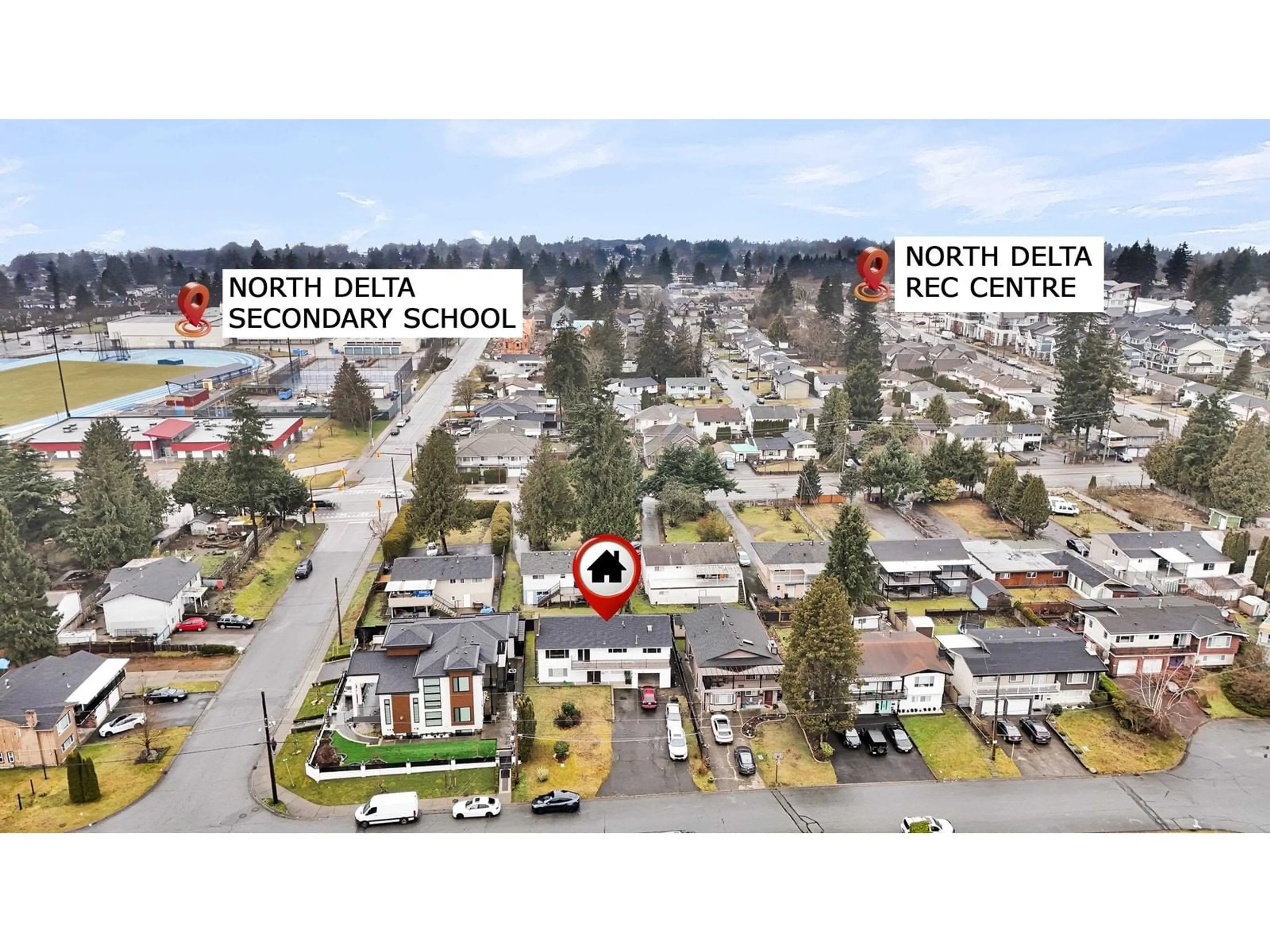 A pic from outside/outdoor area/front of a property/back of a property/a pic from drone, street for 8321 116A STREET, Delta British Columbia V4C5Z3