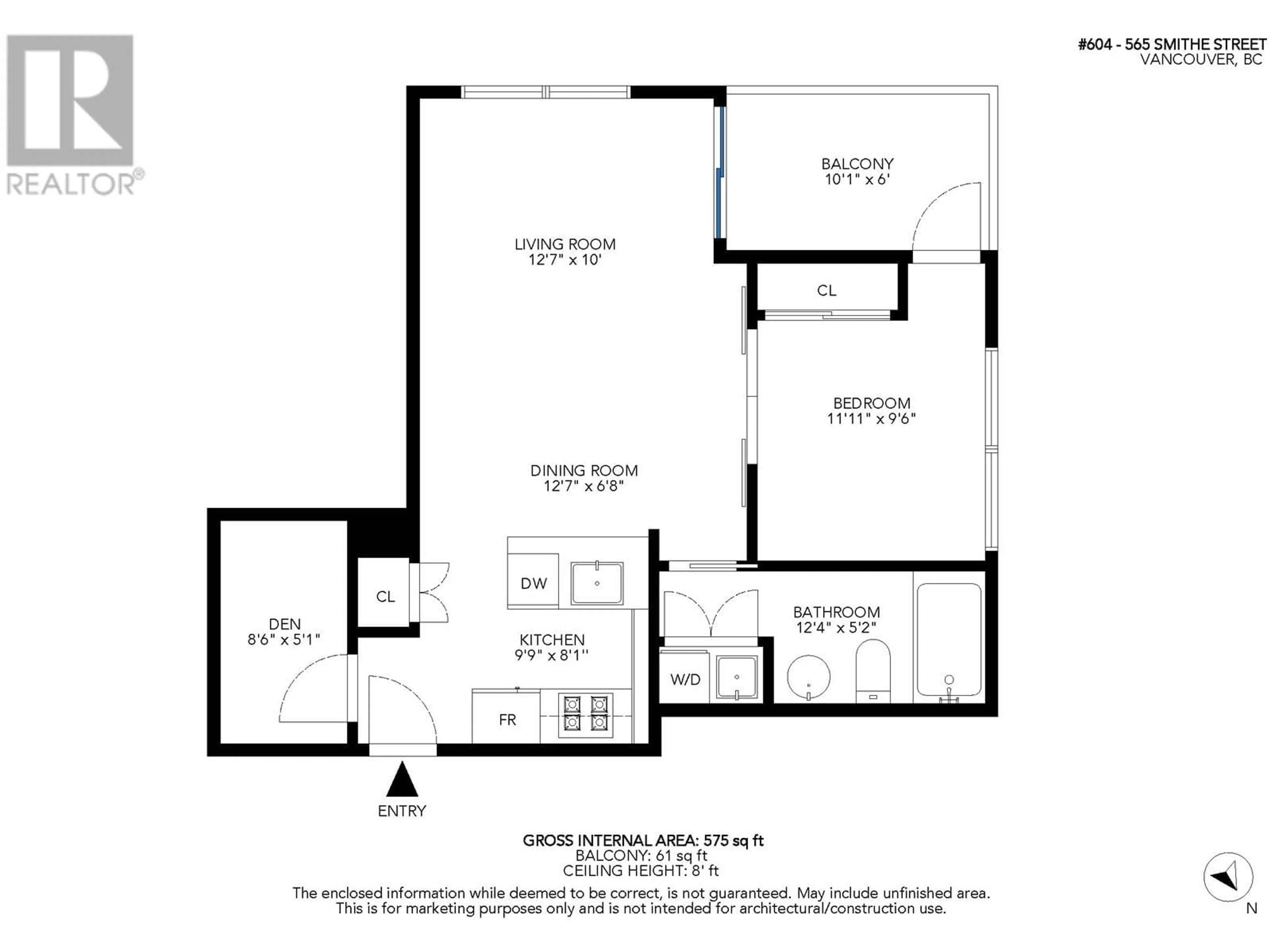 Floor plan for 604 565 SMITHE STREET, Vancouver British Columbia V6B0E4