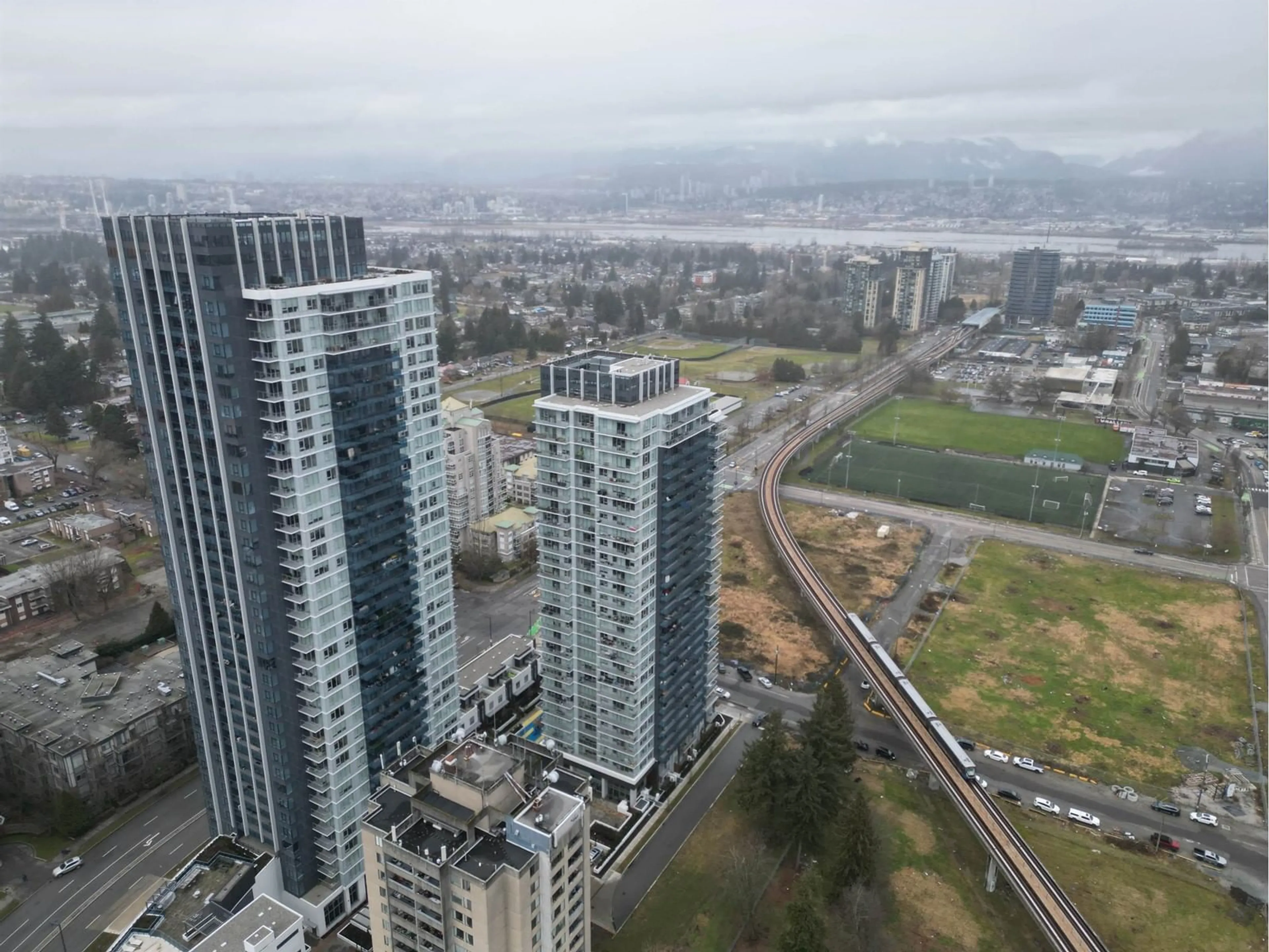 A pic from outside/outdoor area/front of a property/back of a property/a pic from drone, city buildings view from balcony for 1308 - 13428 105, Surrey British Columbia V3T0S6